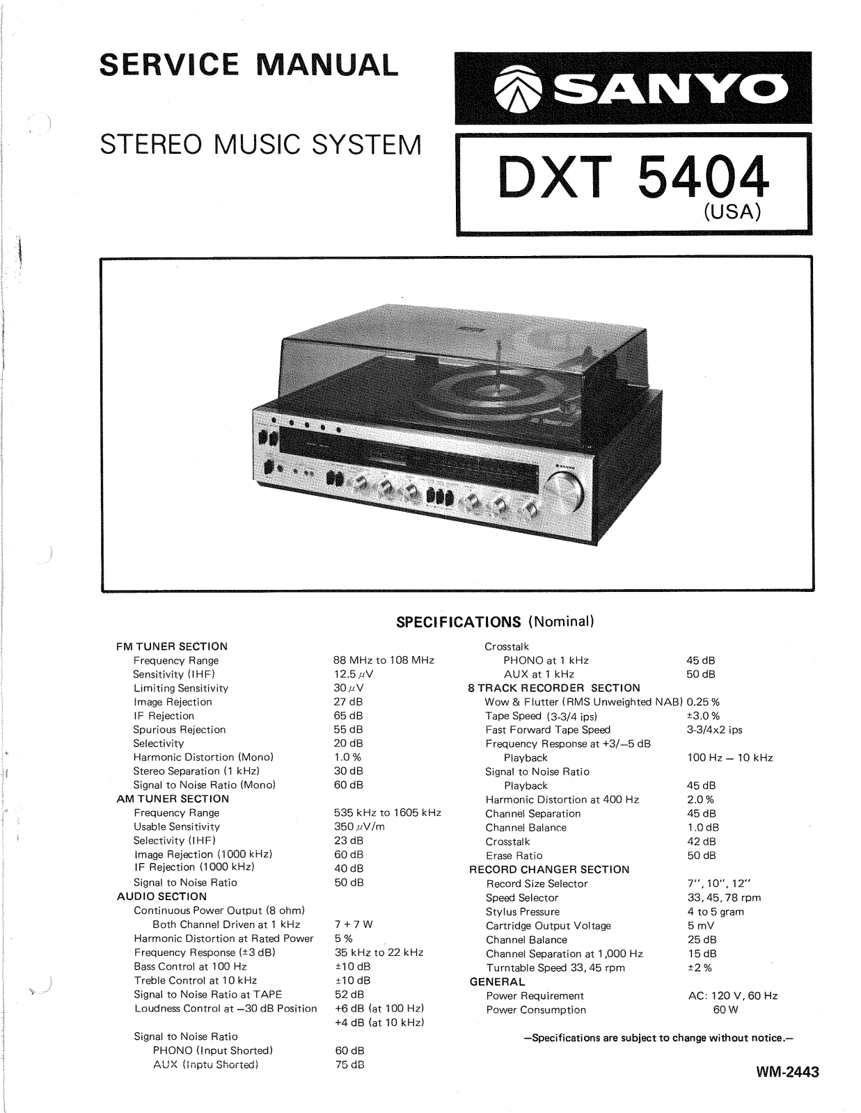 Sanyo DXT-5404 Service manual