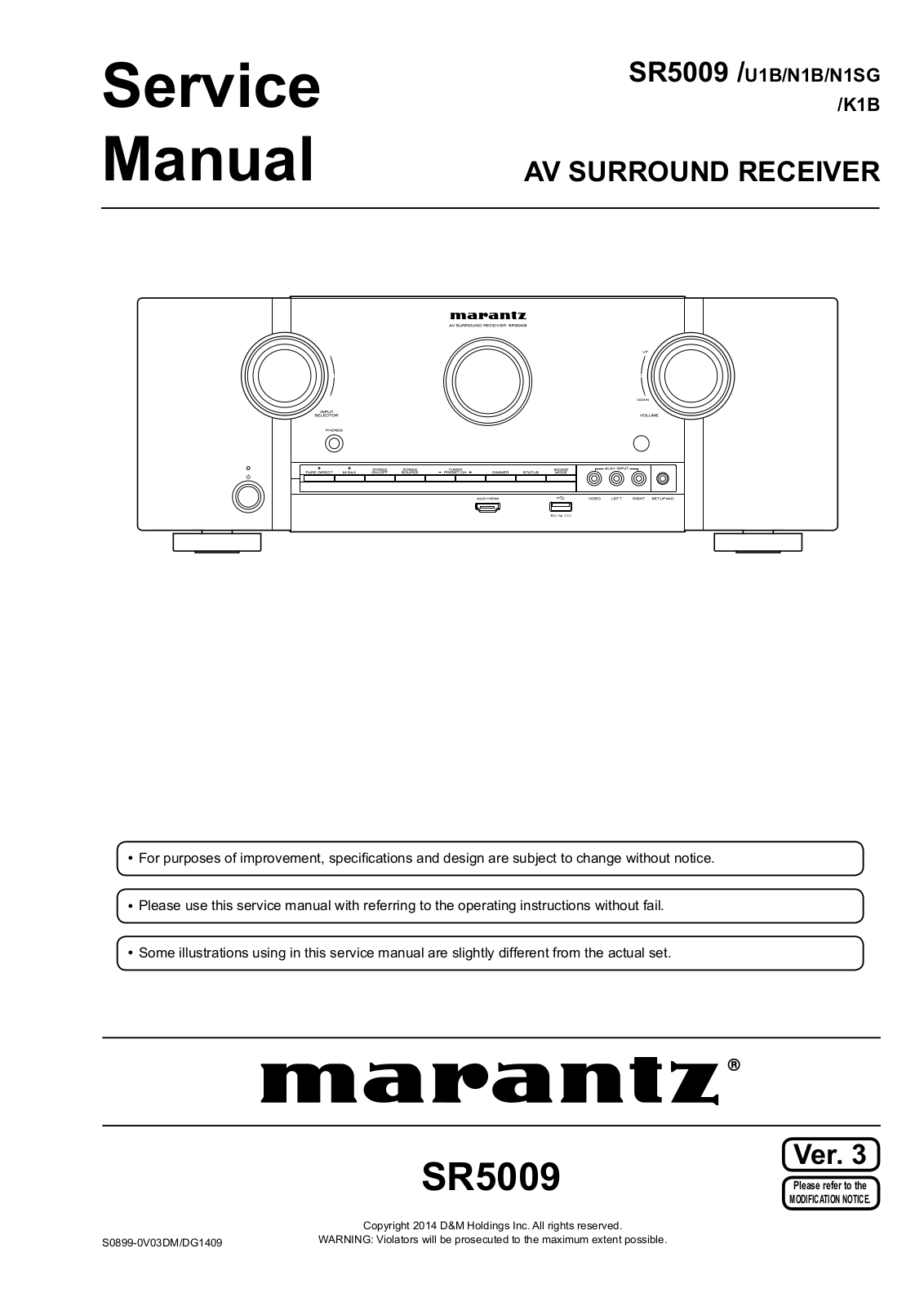 MARANTZ SR5009 Service manual