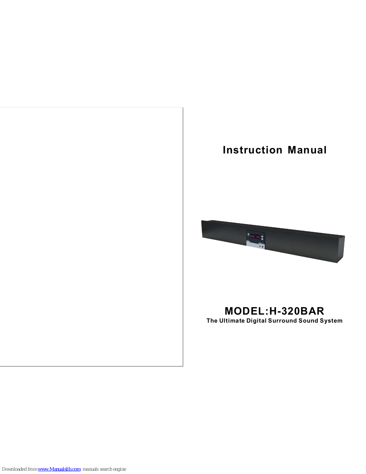 Soundstream H-320BAR Instruction Manual