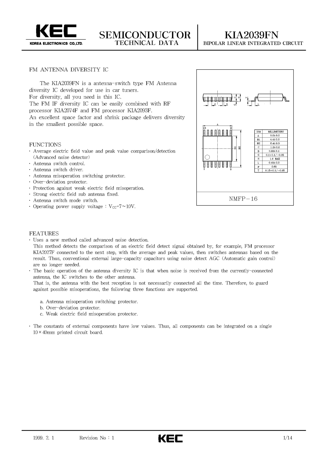 KEC KIA2039FN Datasheet