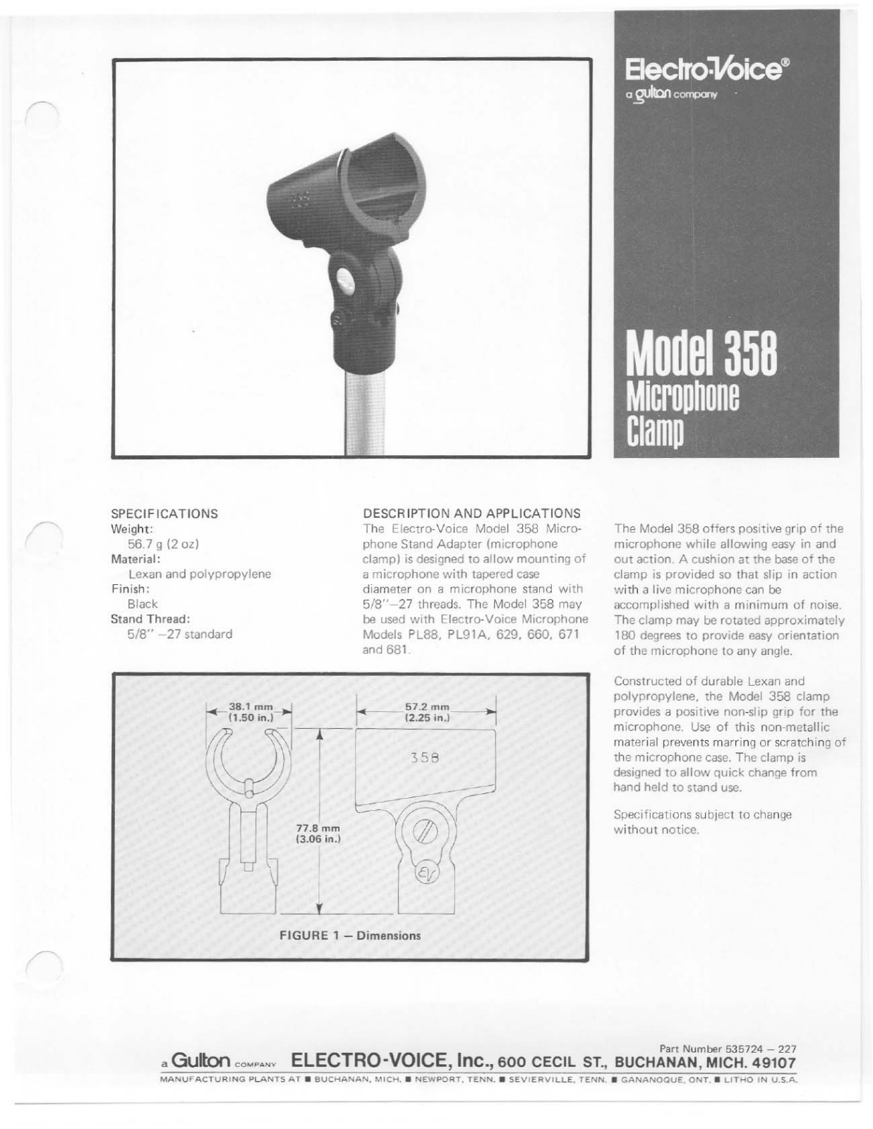 Electro-Voice 358 User Manual