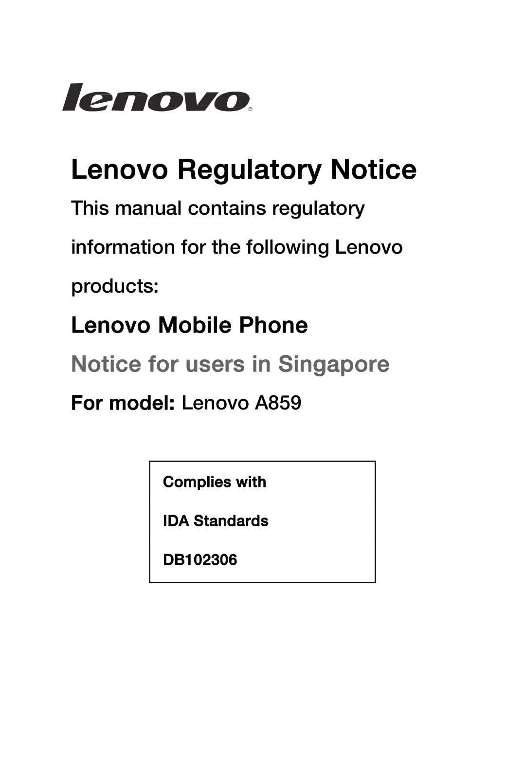 Lenovo A859 User Manual