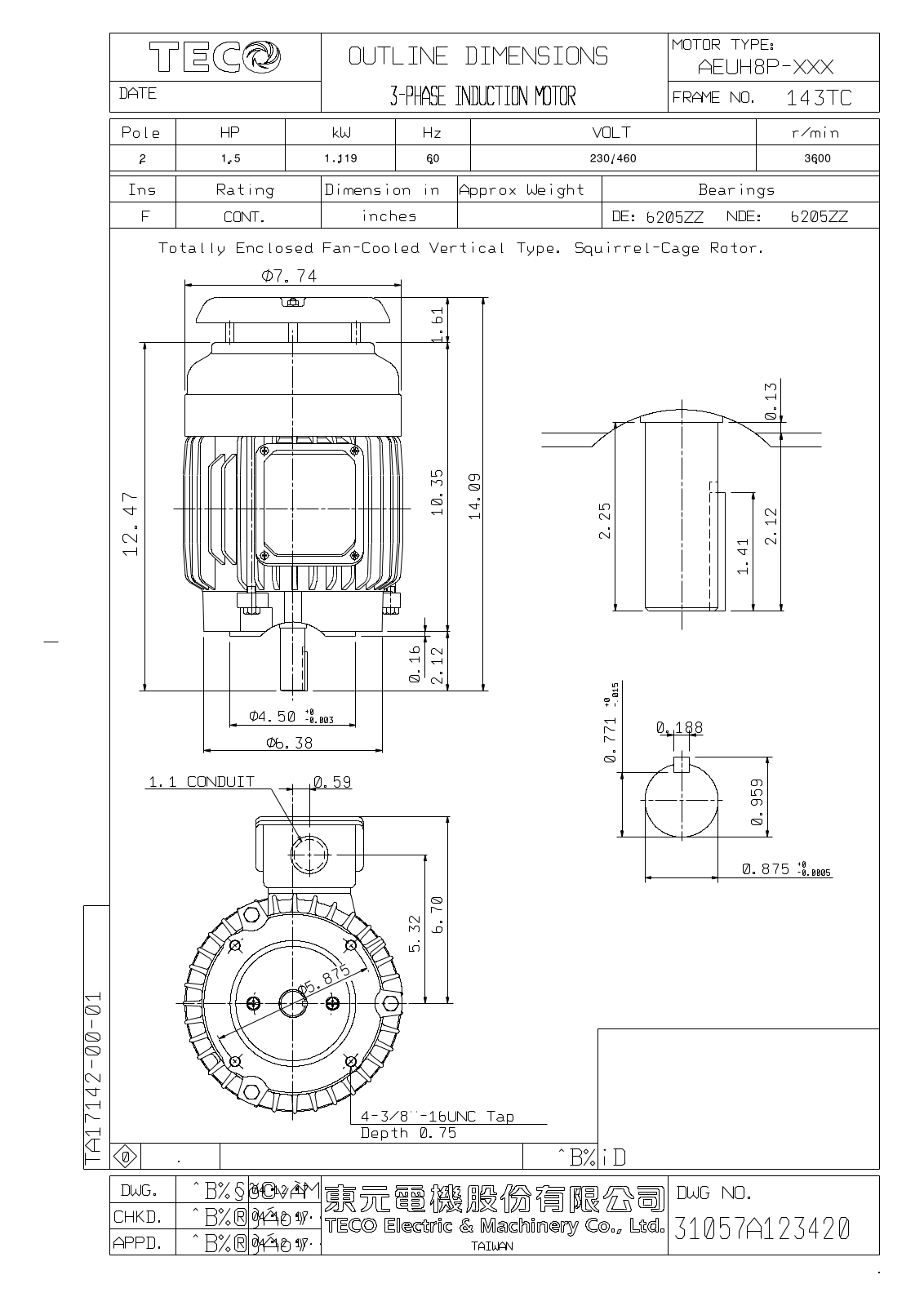 Teco NPV1/52C Reference Drawing