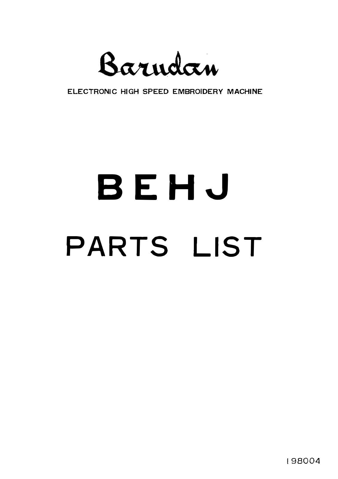 Barudan BEHJ User Manual - ManualMachine.com