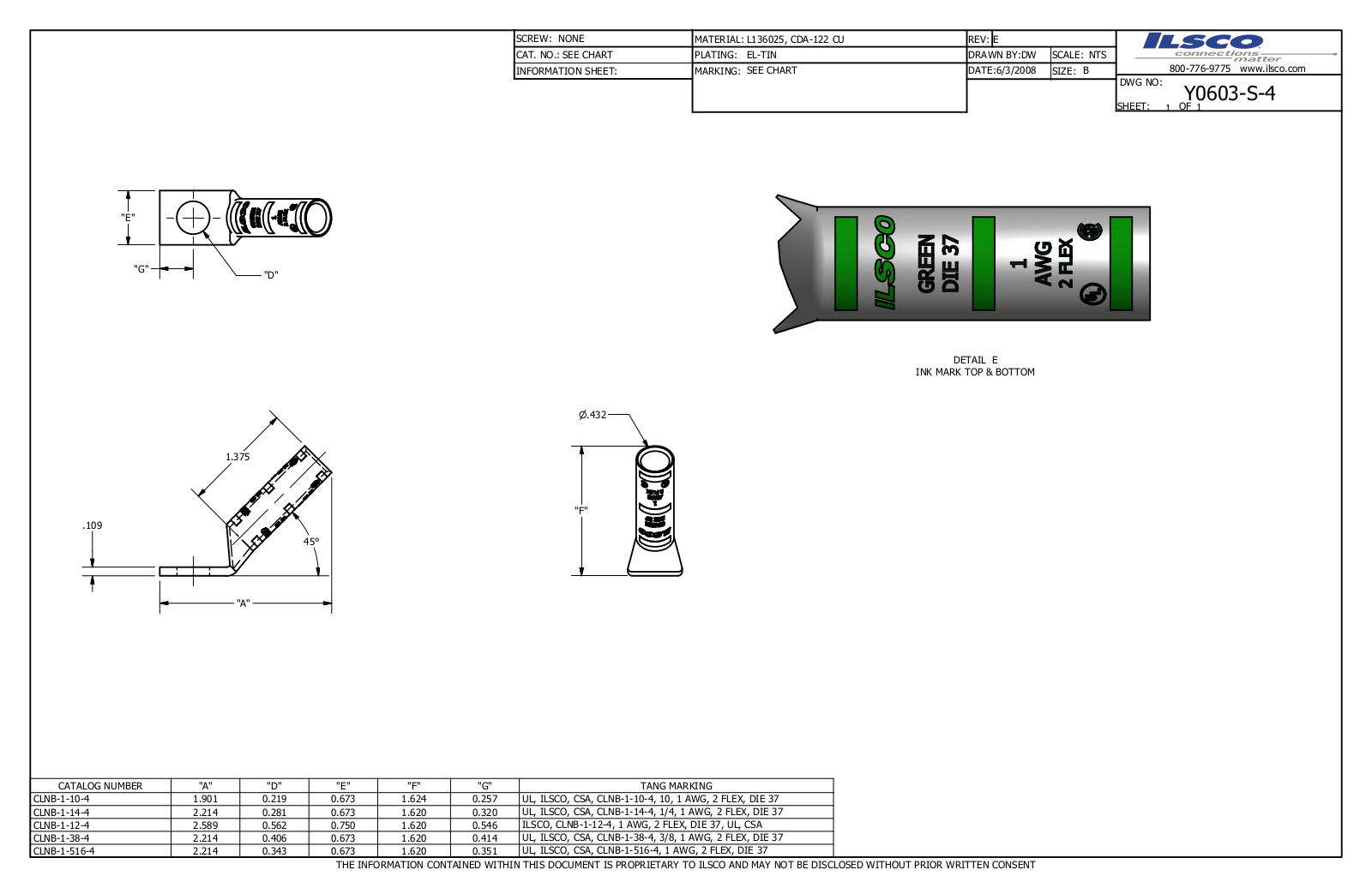 Ilsco CLNB-1-10-4 Data sheet