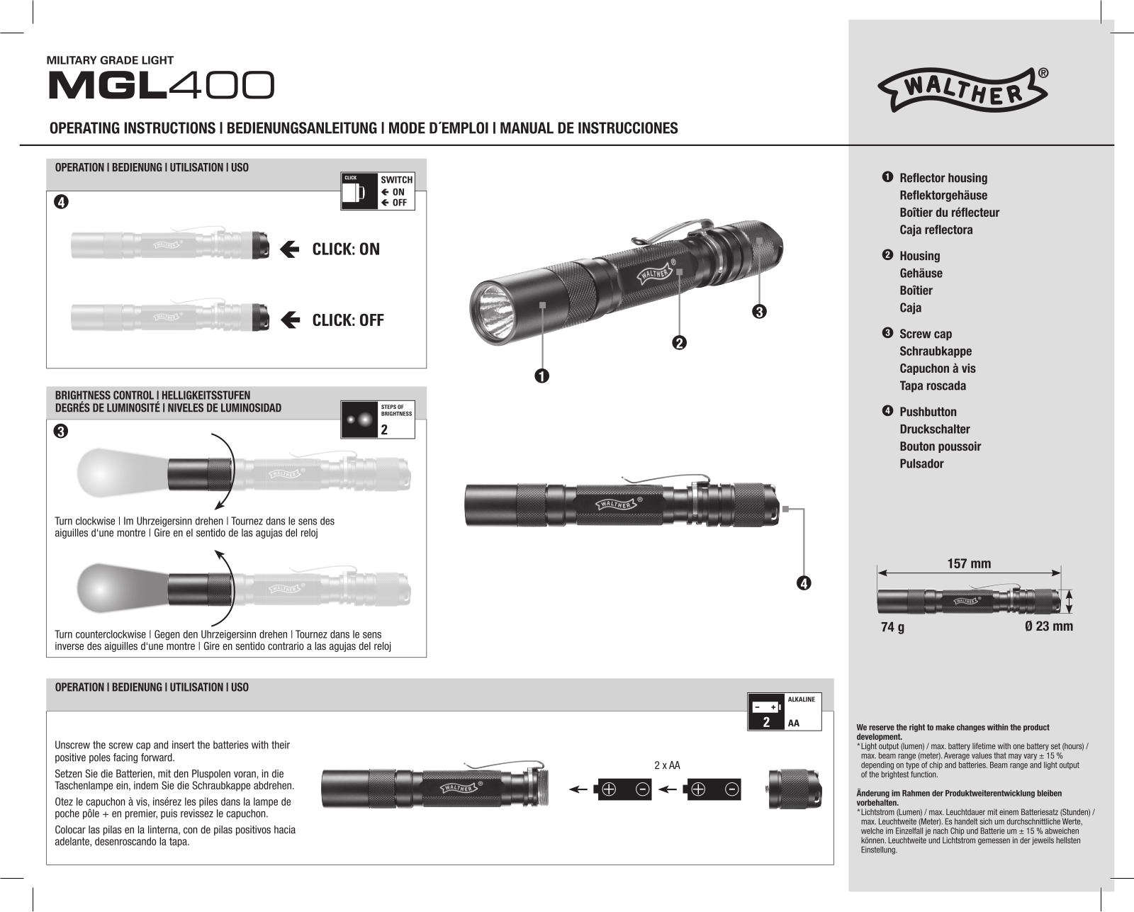 Walther MGL400 User guide