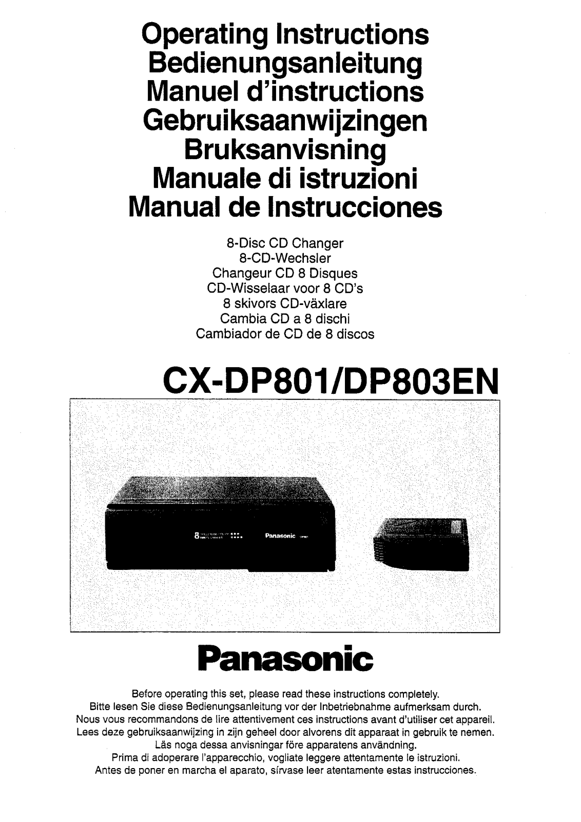 Panasonic CX-DP801, CX-DP803EN Operating Instructions