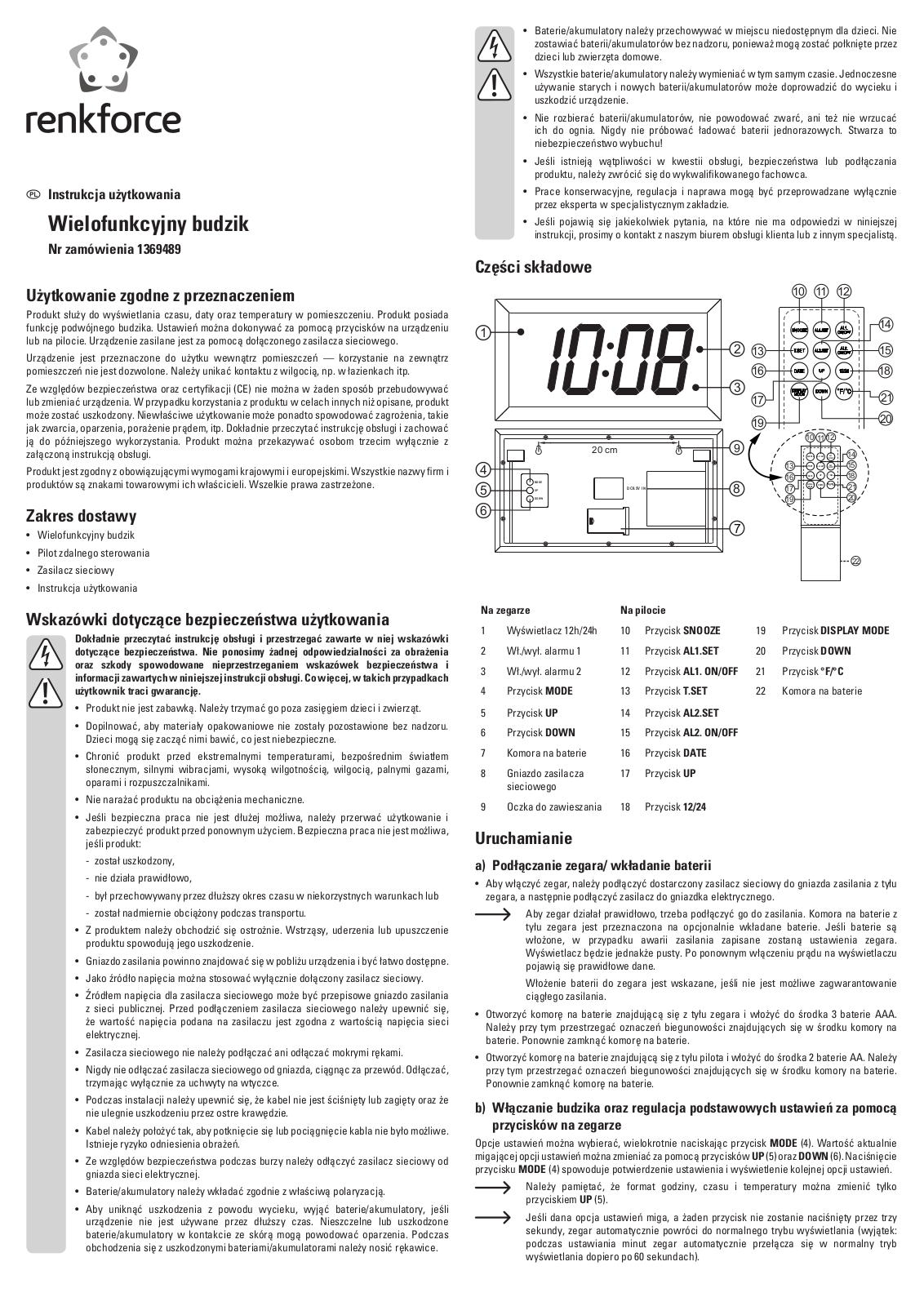 Renkforce 1369489 Operating Instructions