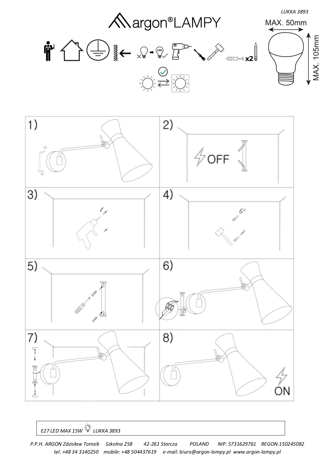 Argon Lukka 3893 Installation/Assembly Instructions - ManualMachine.com