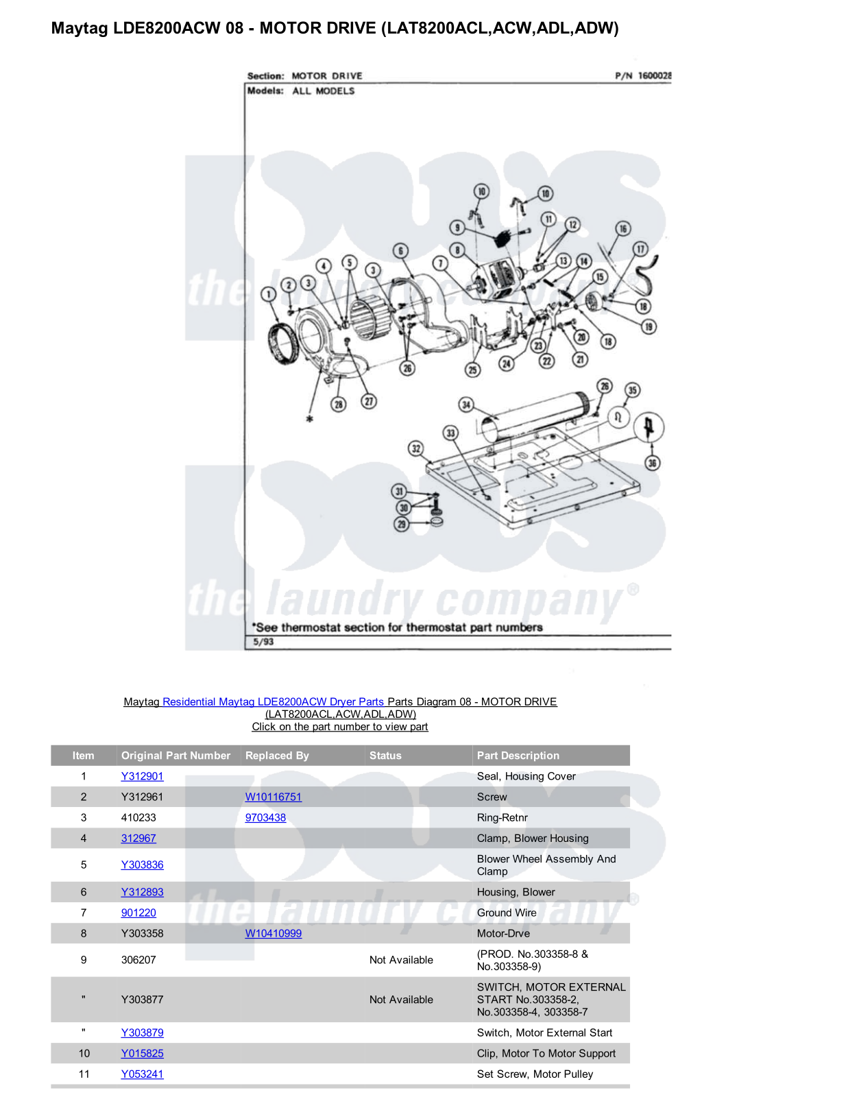 Maytag LDE8200ACW Parts Diagram