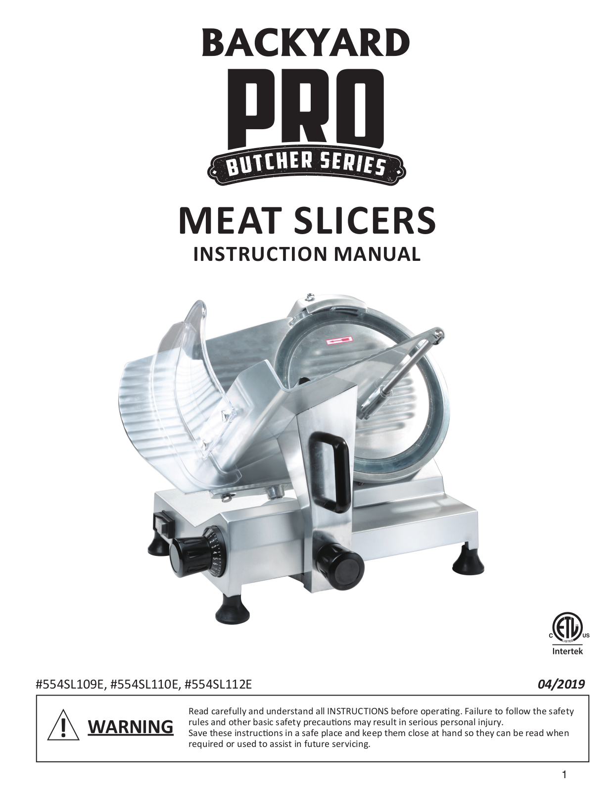 Backyard Pro Butcher, Butcher SL109E, Butcher SL112E, Butcher SL110E Instruction Manual - ManualMachine.com