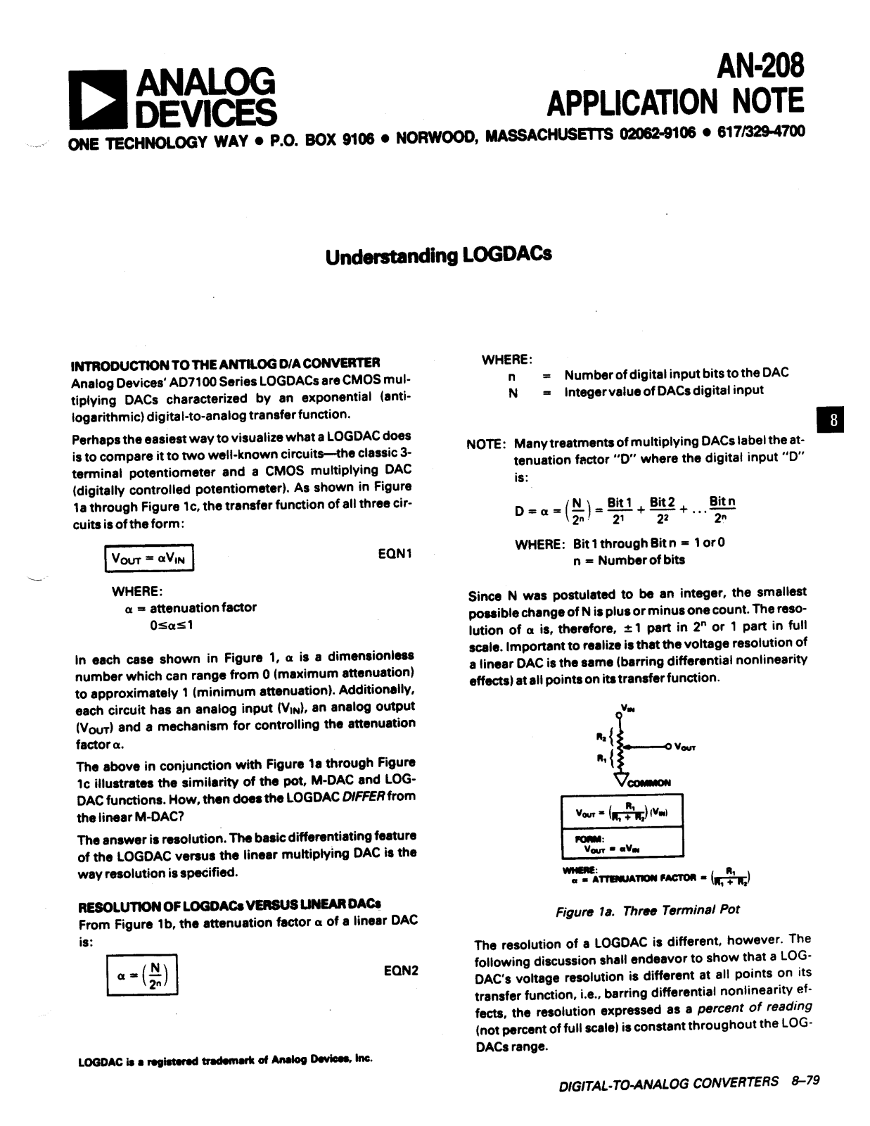 Analog Devices AN208 Application Notes