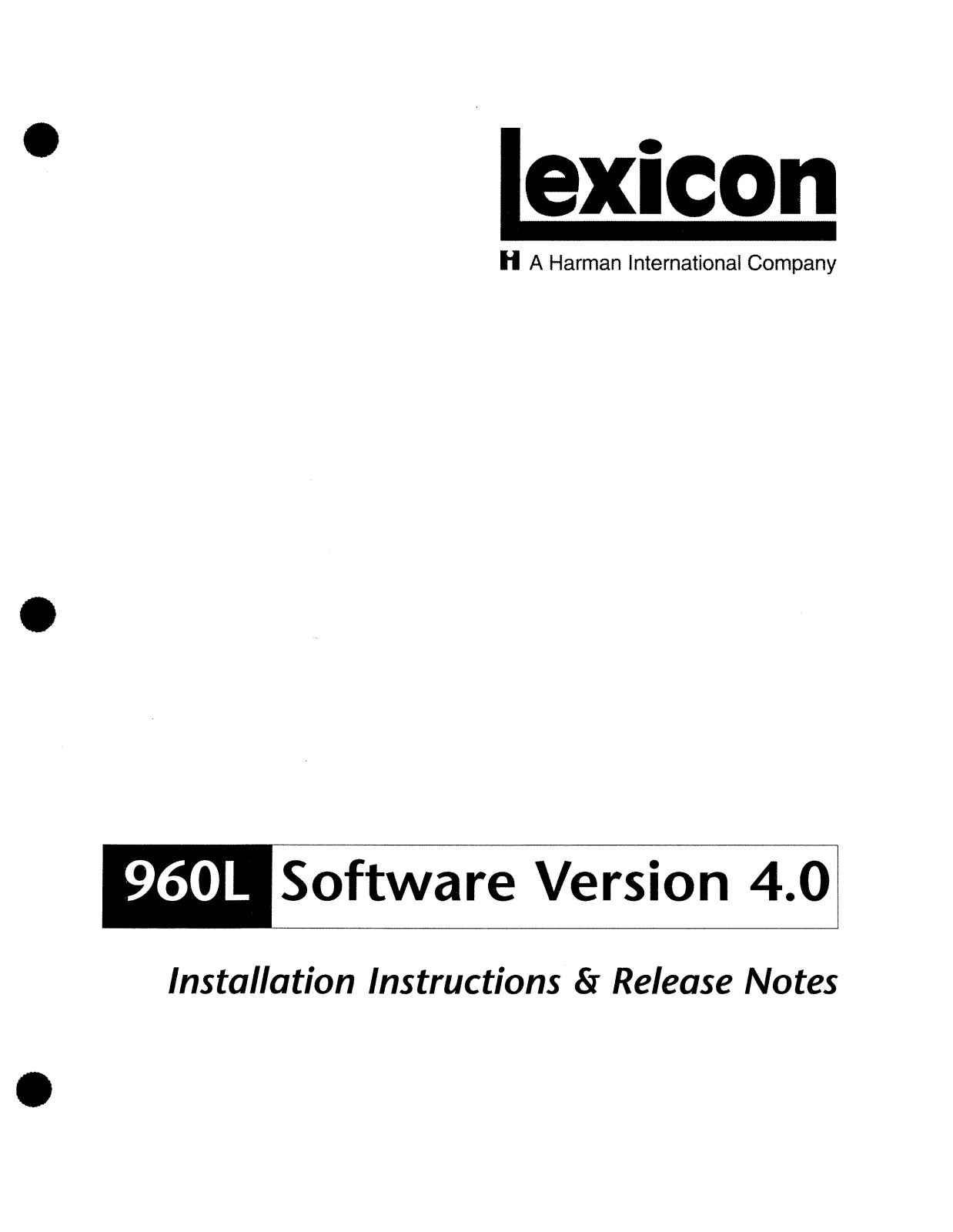 Lexicon 960L-LARC2 User's Manual