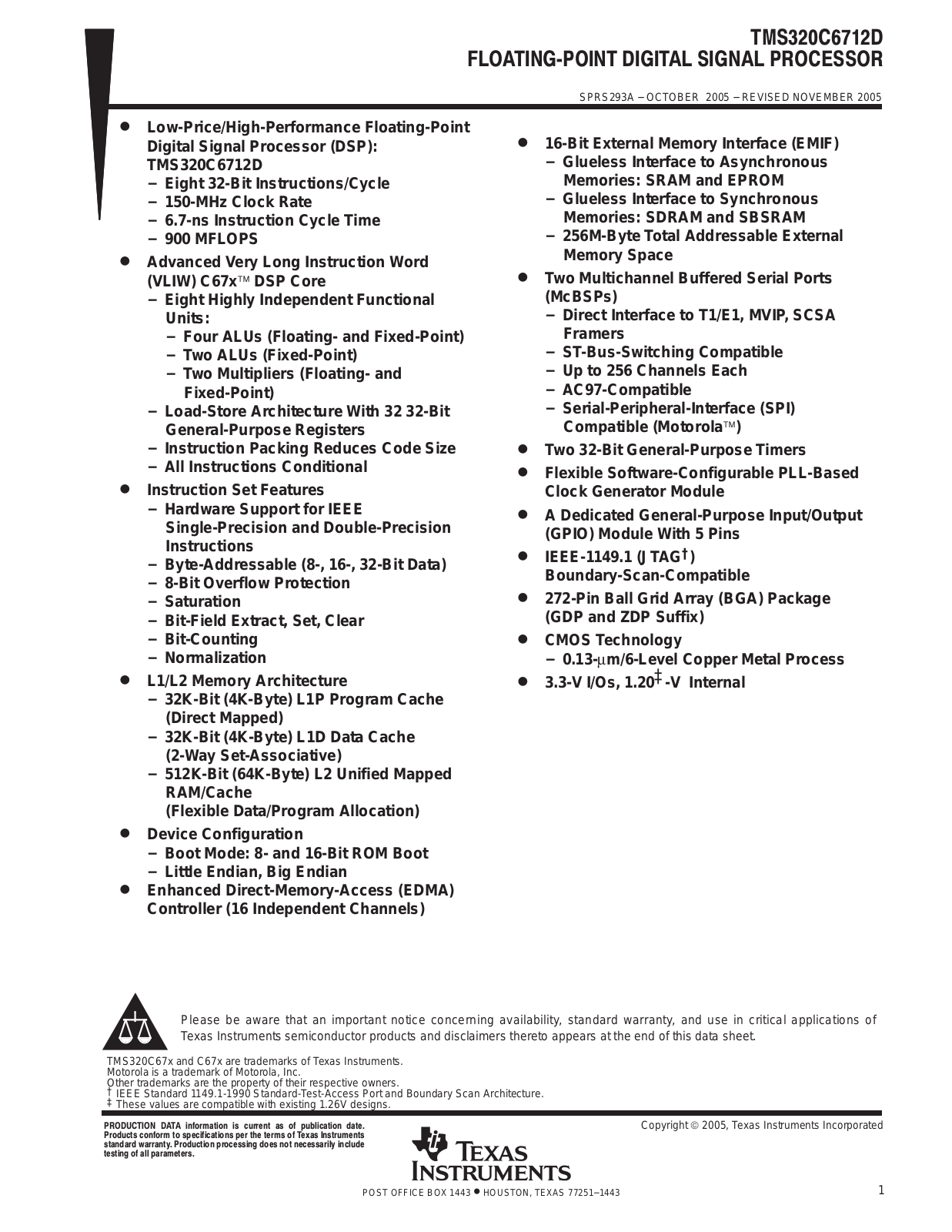 Texas Instruments TMS320C6712D User Manual