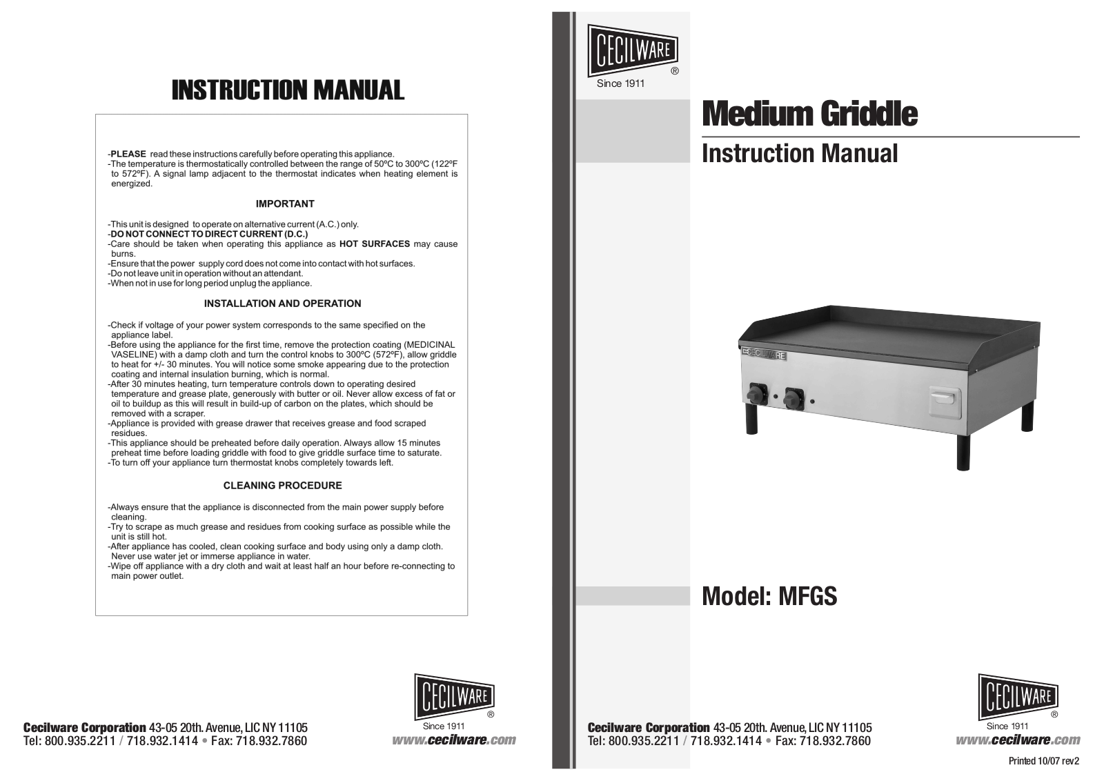 Cecilware MFGS Installation  Manual - ManualMachine.com