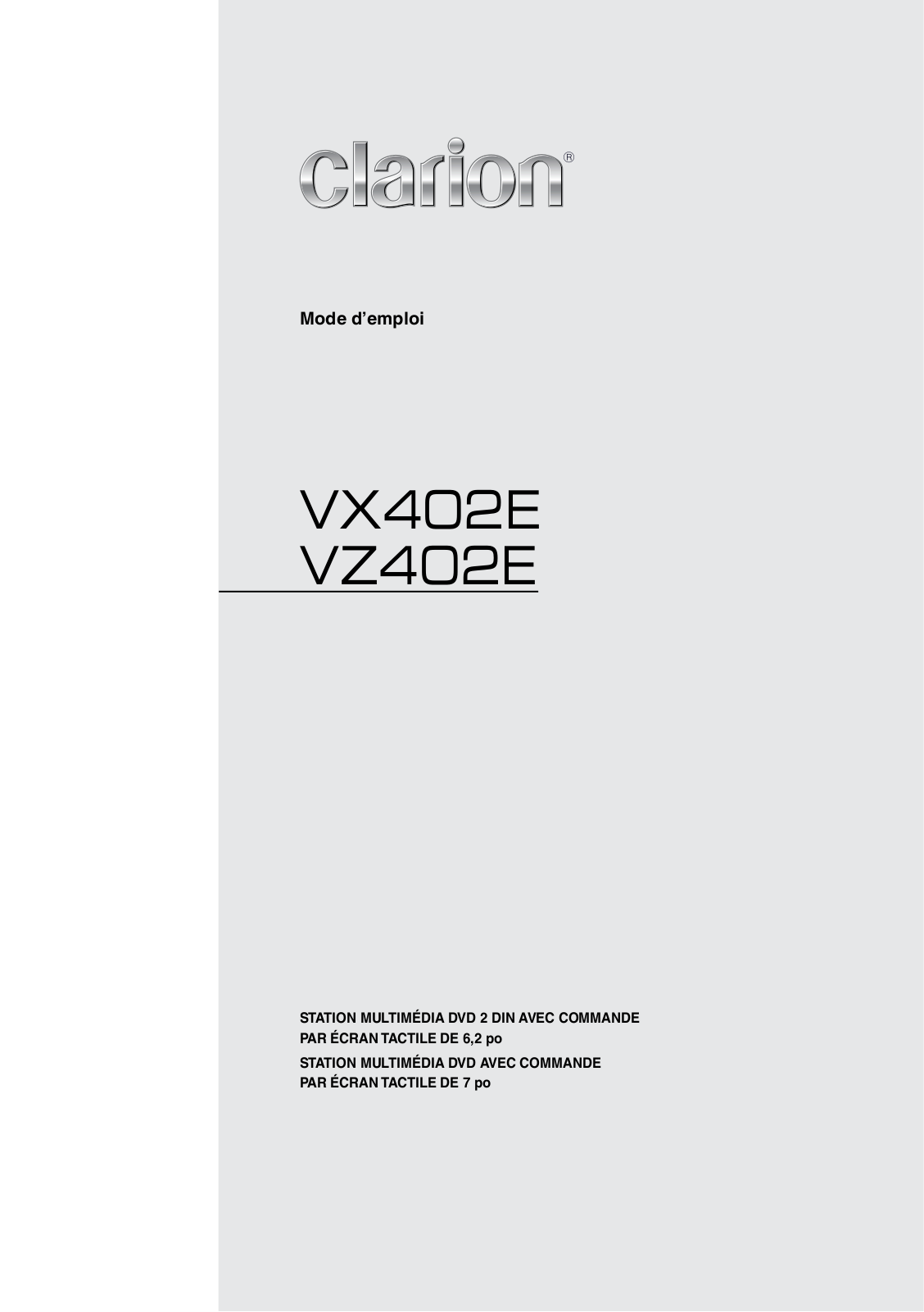 CLARION VX402E, VZ402E User Manual