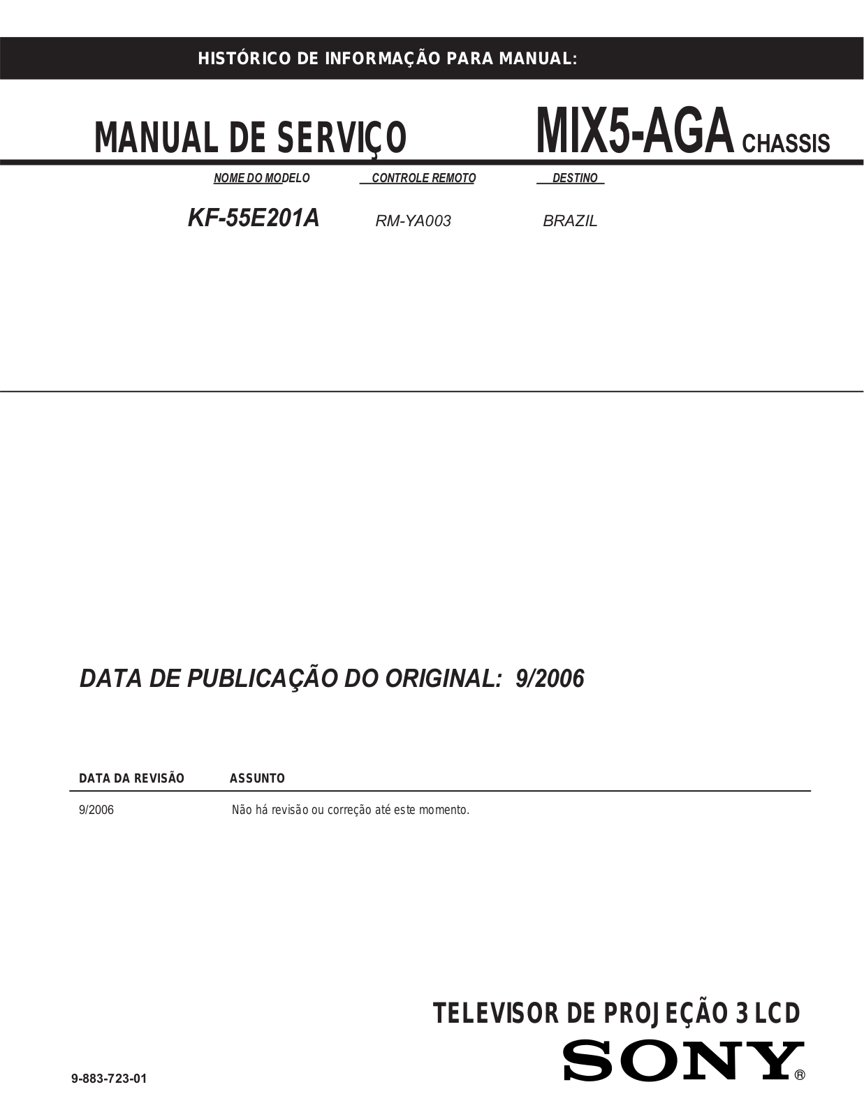 SONY KF-55E201A Service Manual