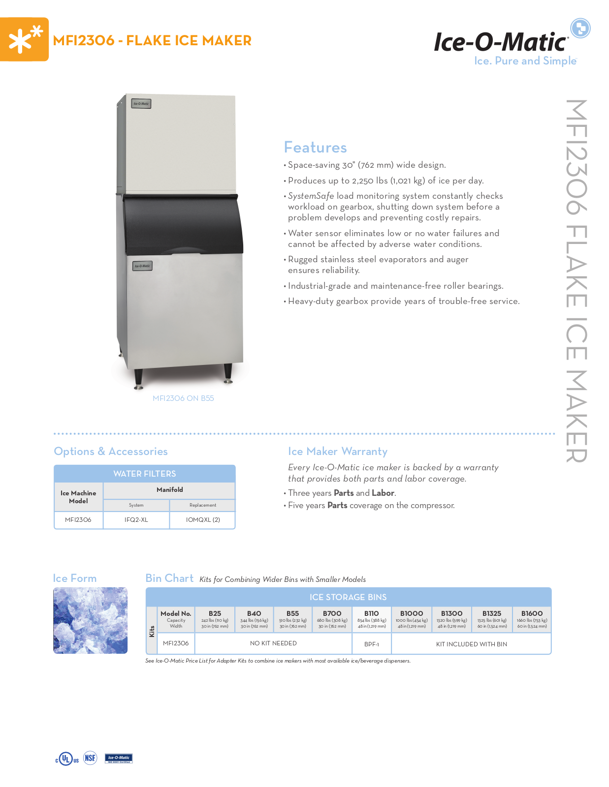 Ice-O-Matic MFI2306R Specifications