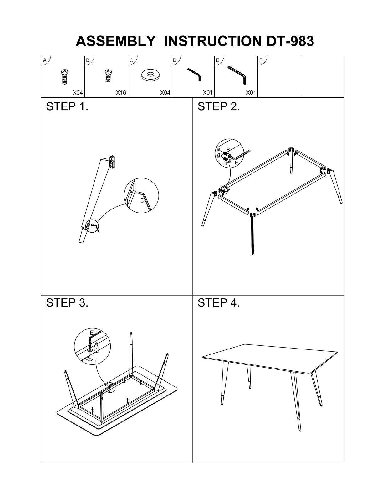 Stool Group DT-983 ASSEMBLY INSTRUCTIONS