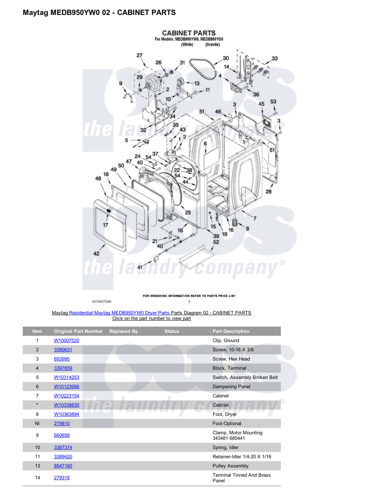 Maytag MEDB950YW0 Parts Diagram