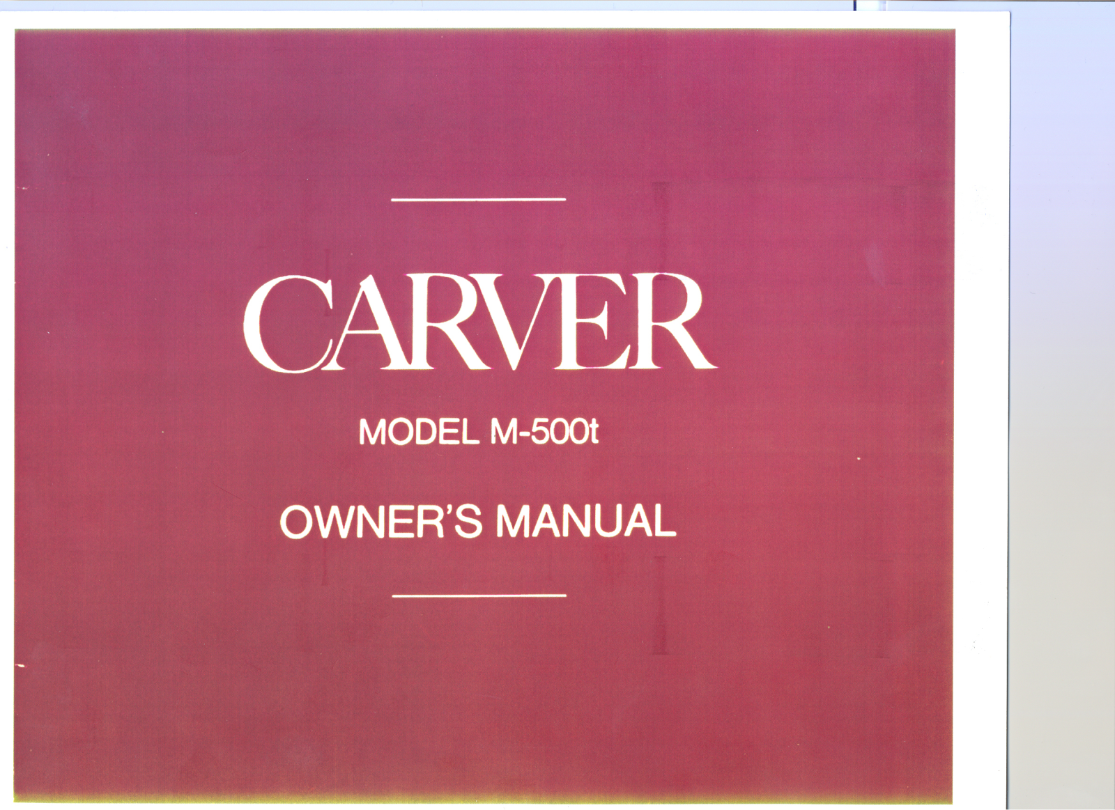 Carver M-500-T Owners manual