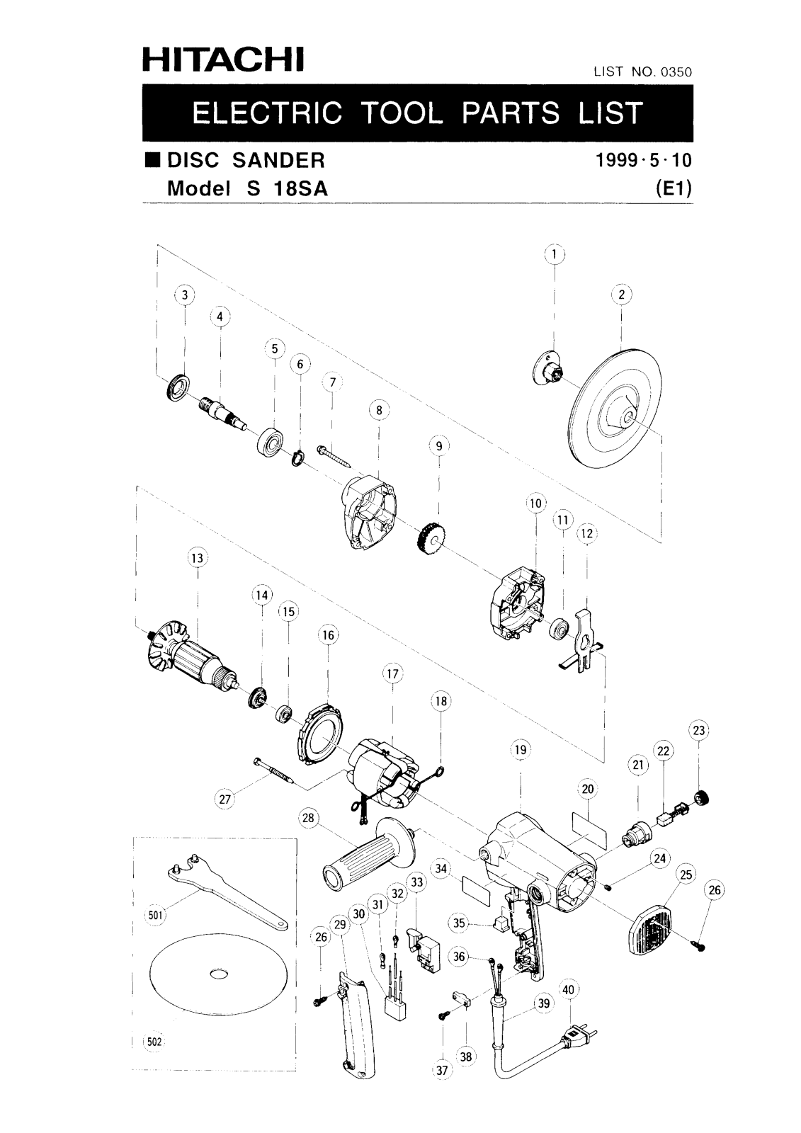 Hitachi S18SA PARTS LIST