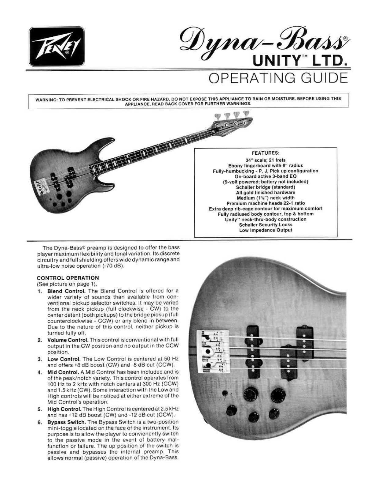 Peavey Dyna-Bass Unity LTD User Manual