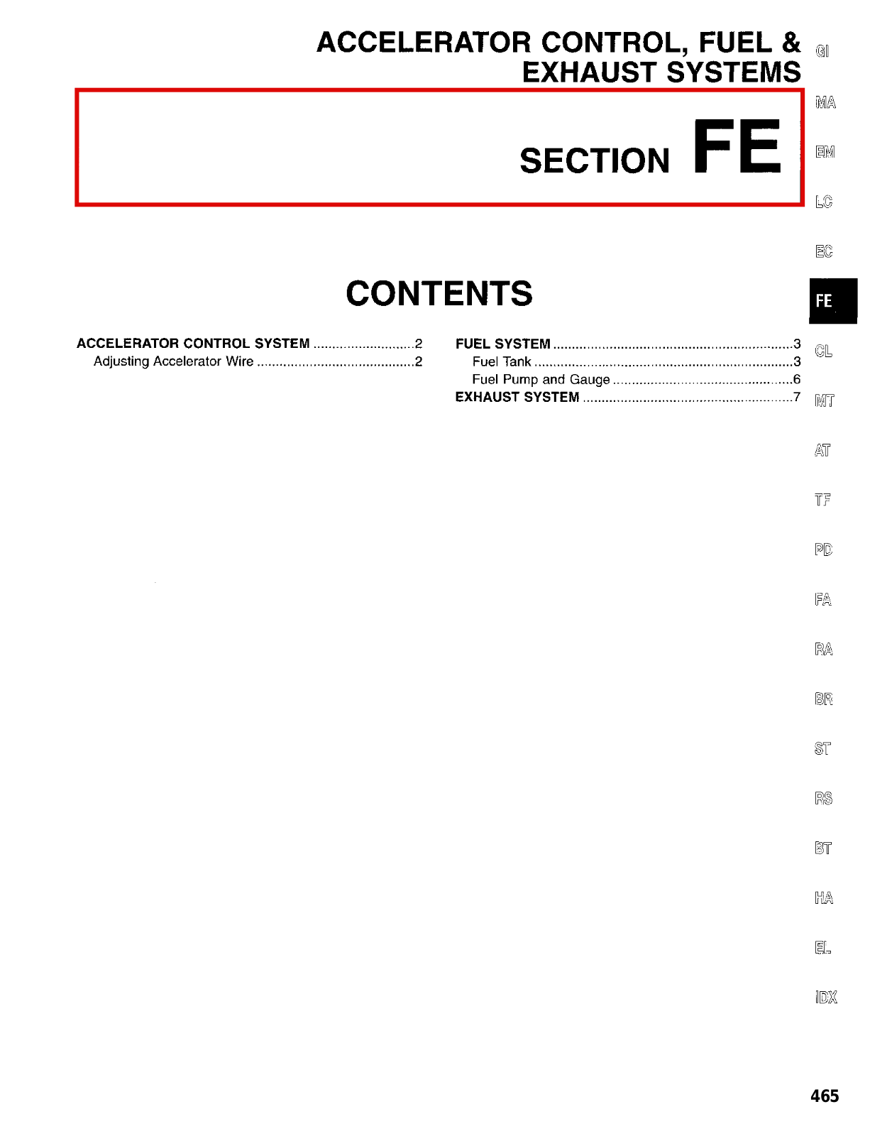 Nissan D21 Fuel Exhaust Systems  FE 1997 Owner's Manual