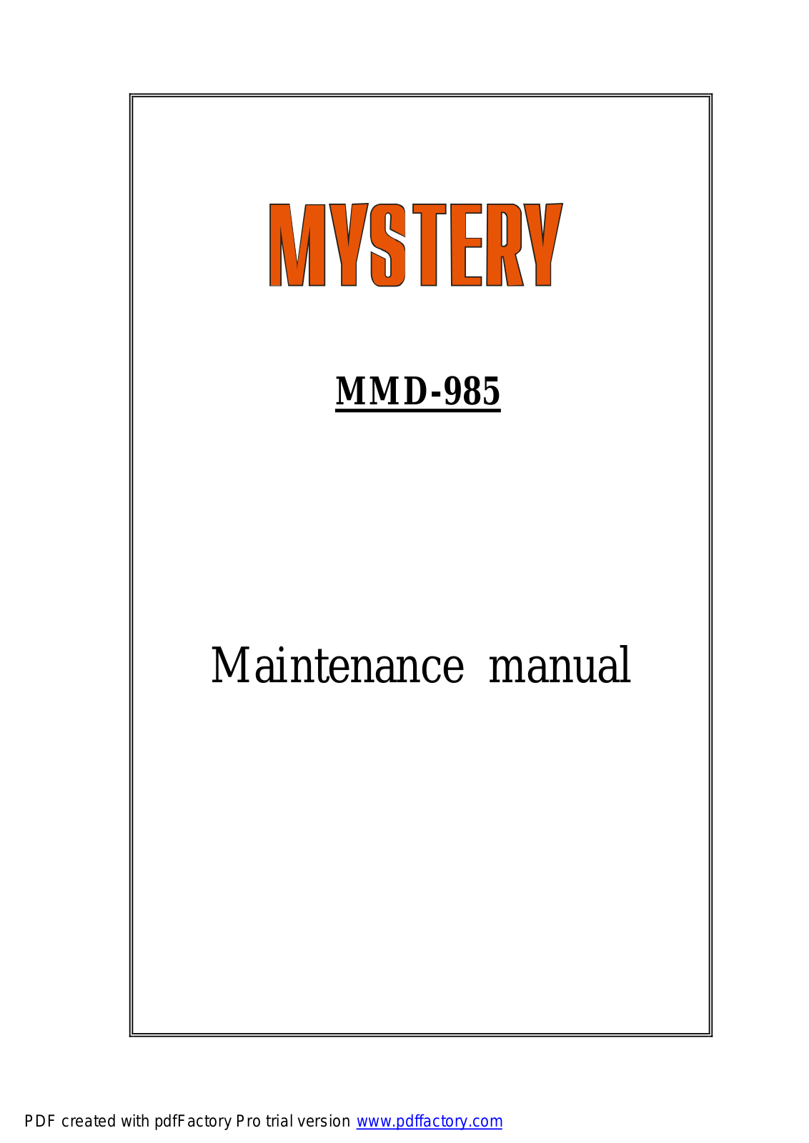 Mystery MMD-985 Schematic