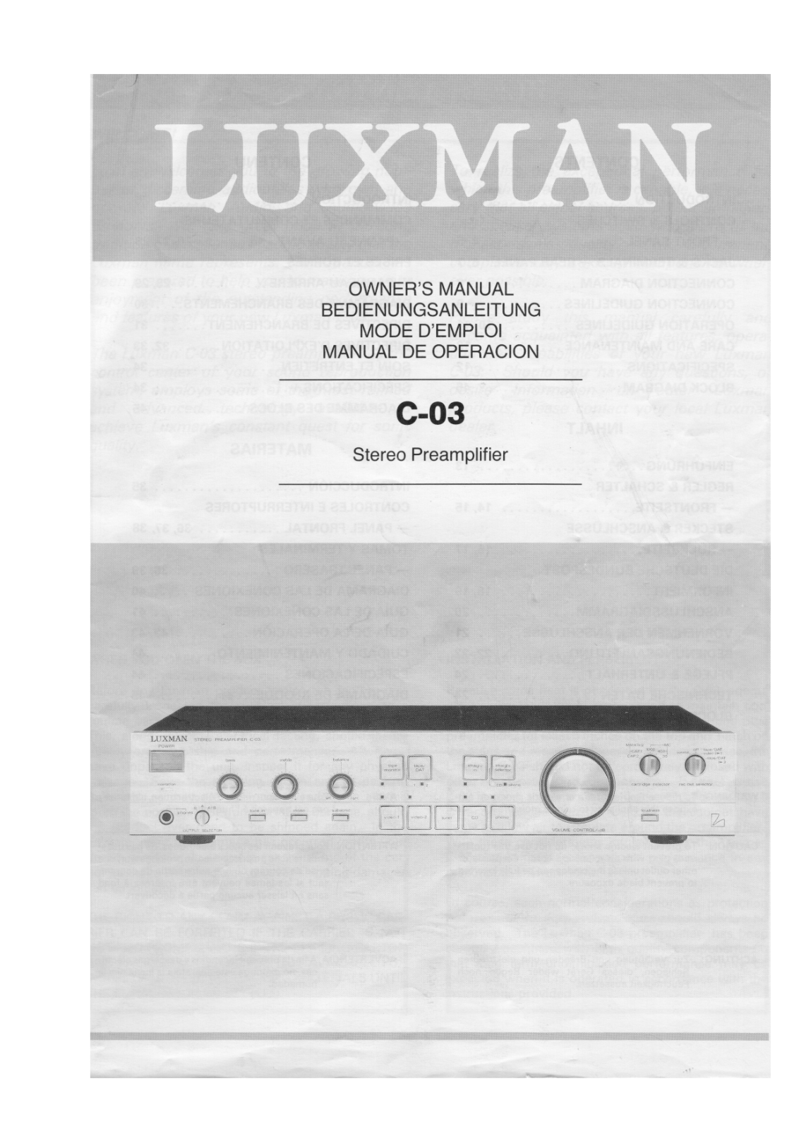 Luxman C-03 Owners manual