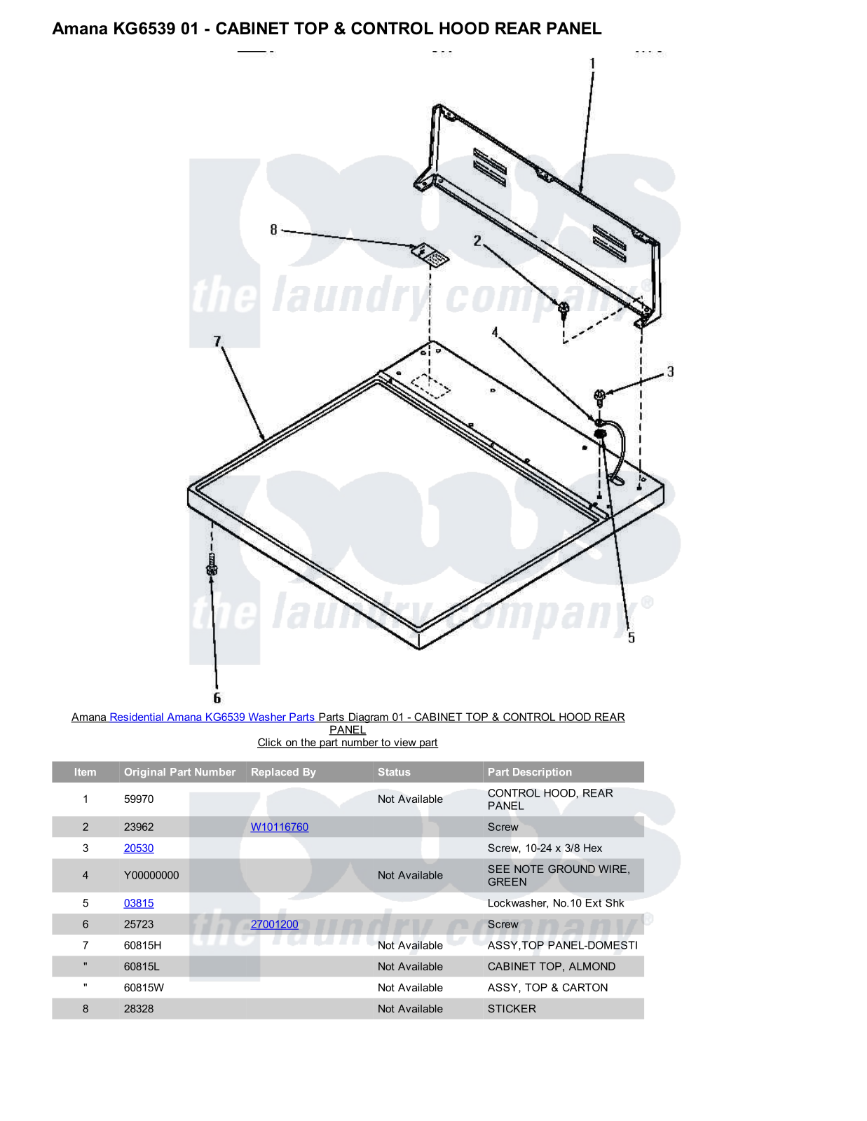 Amana KG6539 Parts Diagram