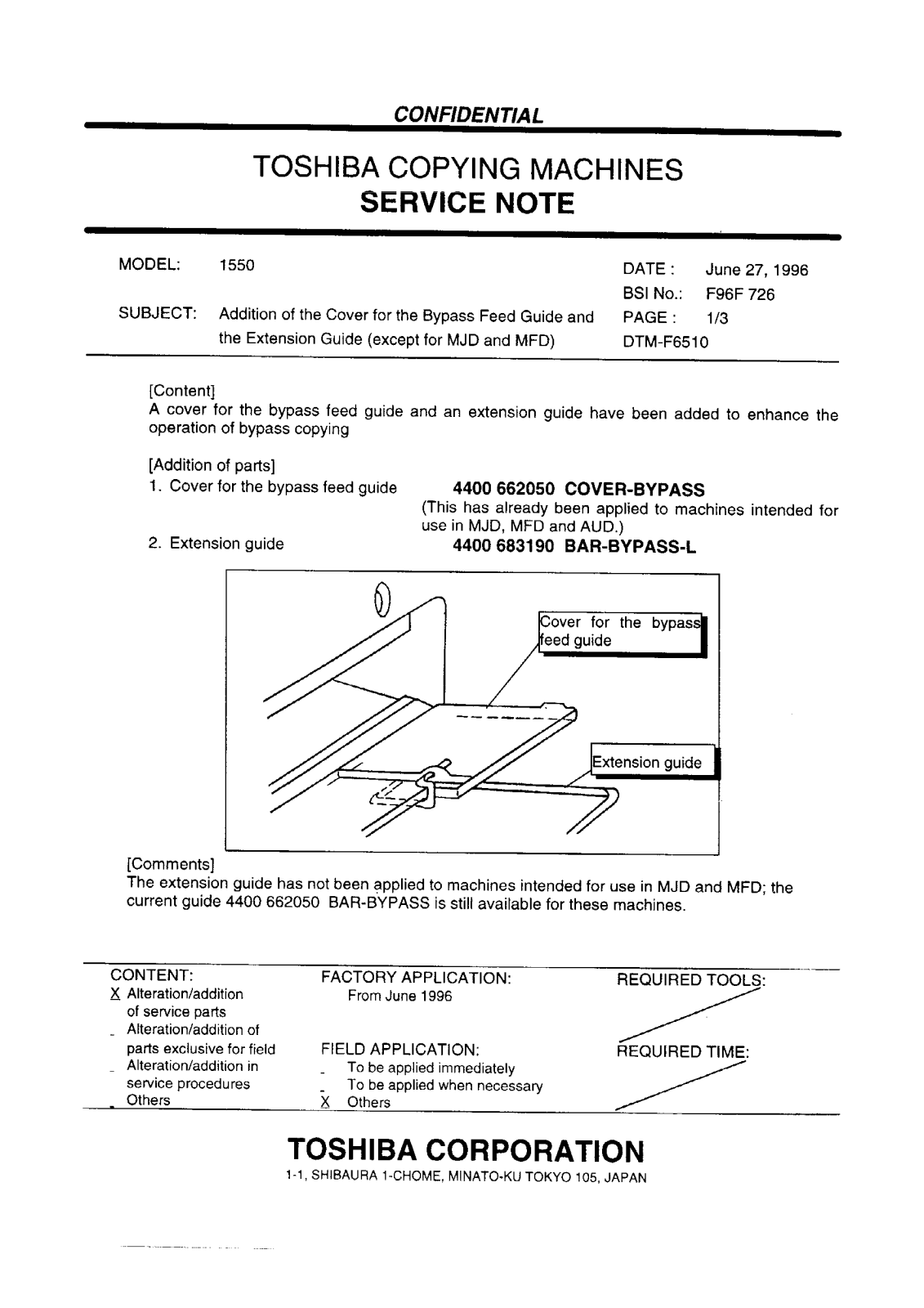 Toshiba f96f726 Service Note