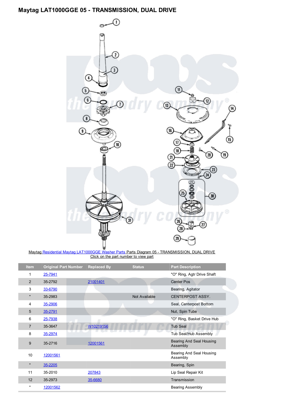 Maytag LAT1000GGE Parts Diagram