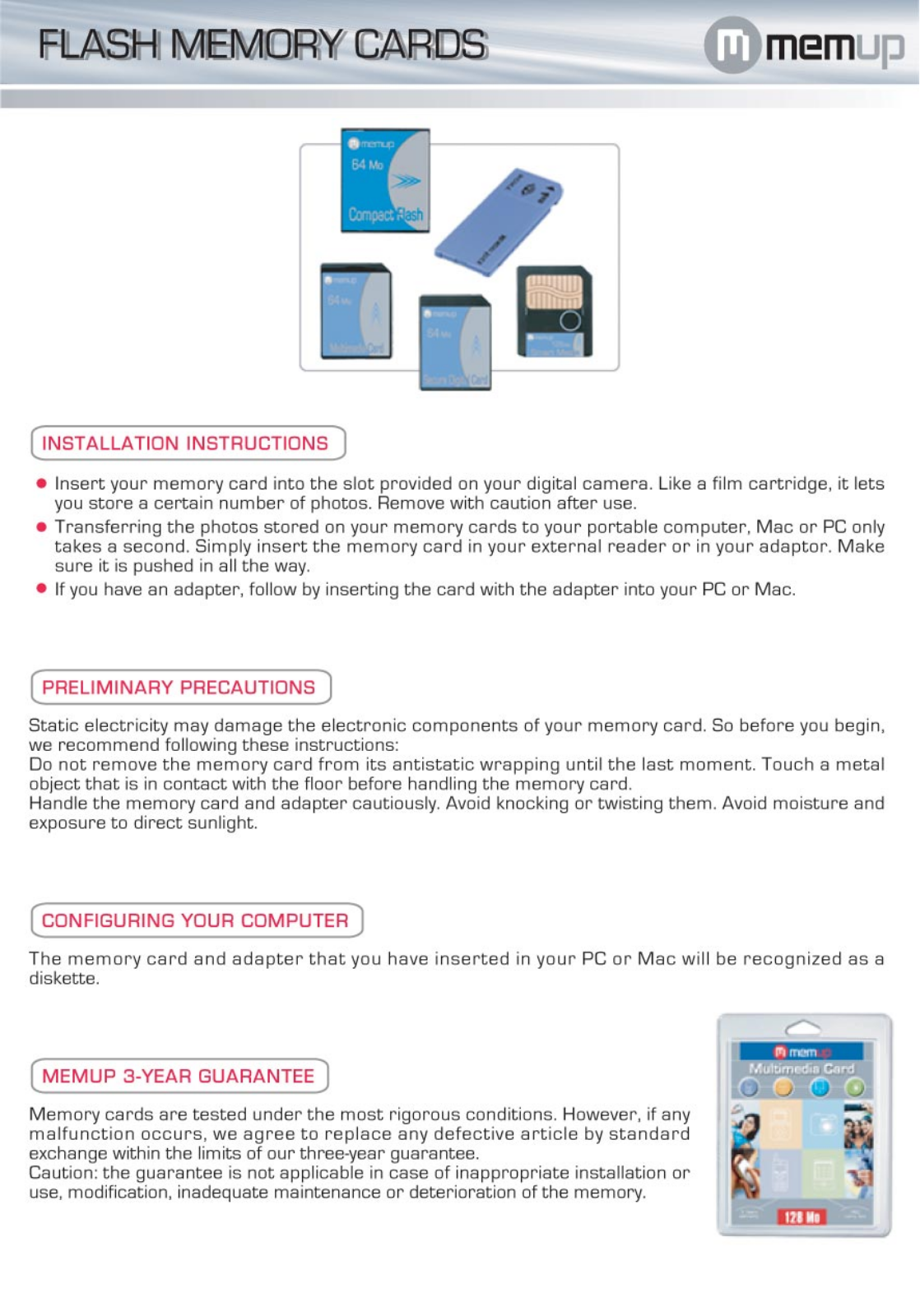 Memup FLASH MEMORY CARDS User Guide