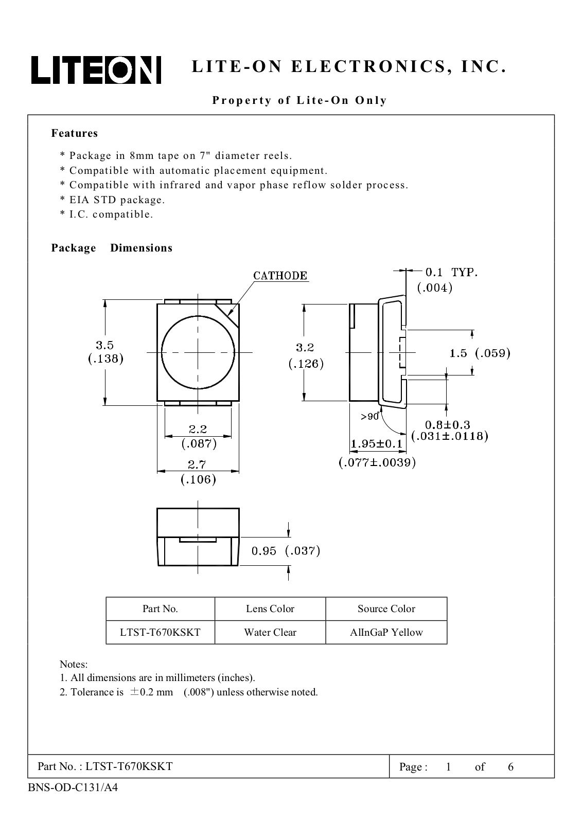 Datasheet LTST-T670KSKT Specification - ManualMachine.com