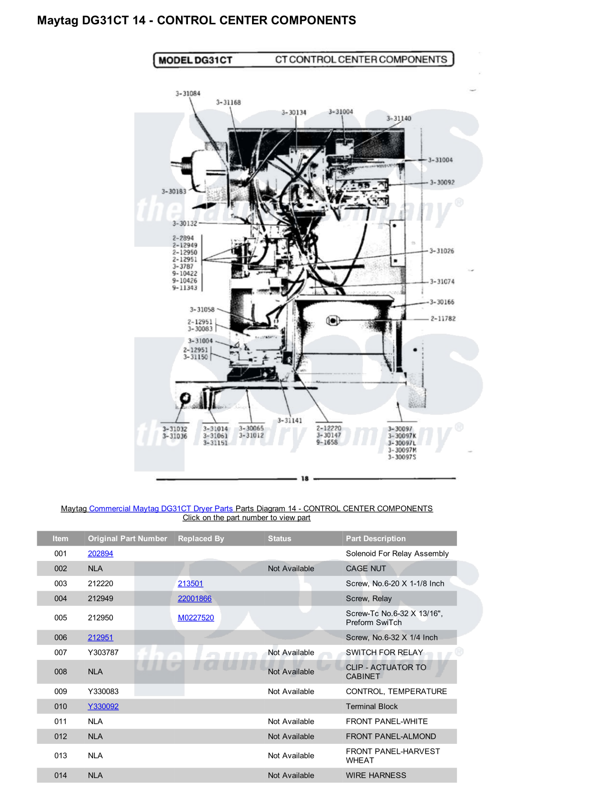 Maytag DG31CT Parts Diagram