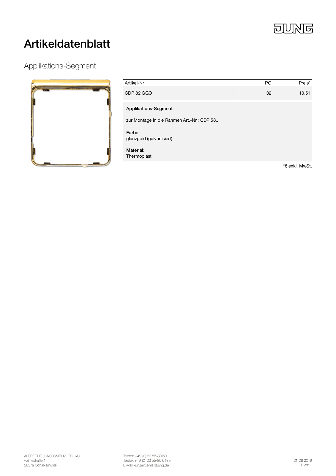 Jung CDP 82 GGO User Manual