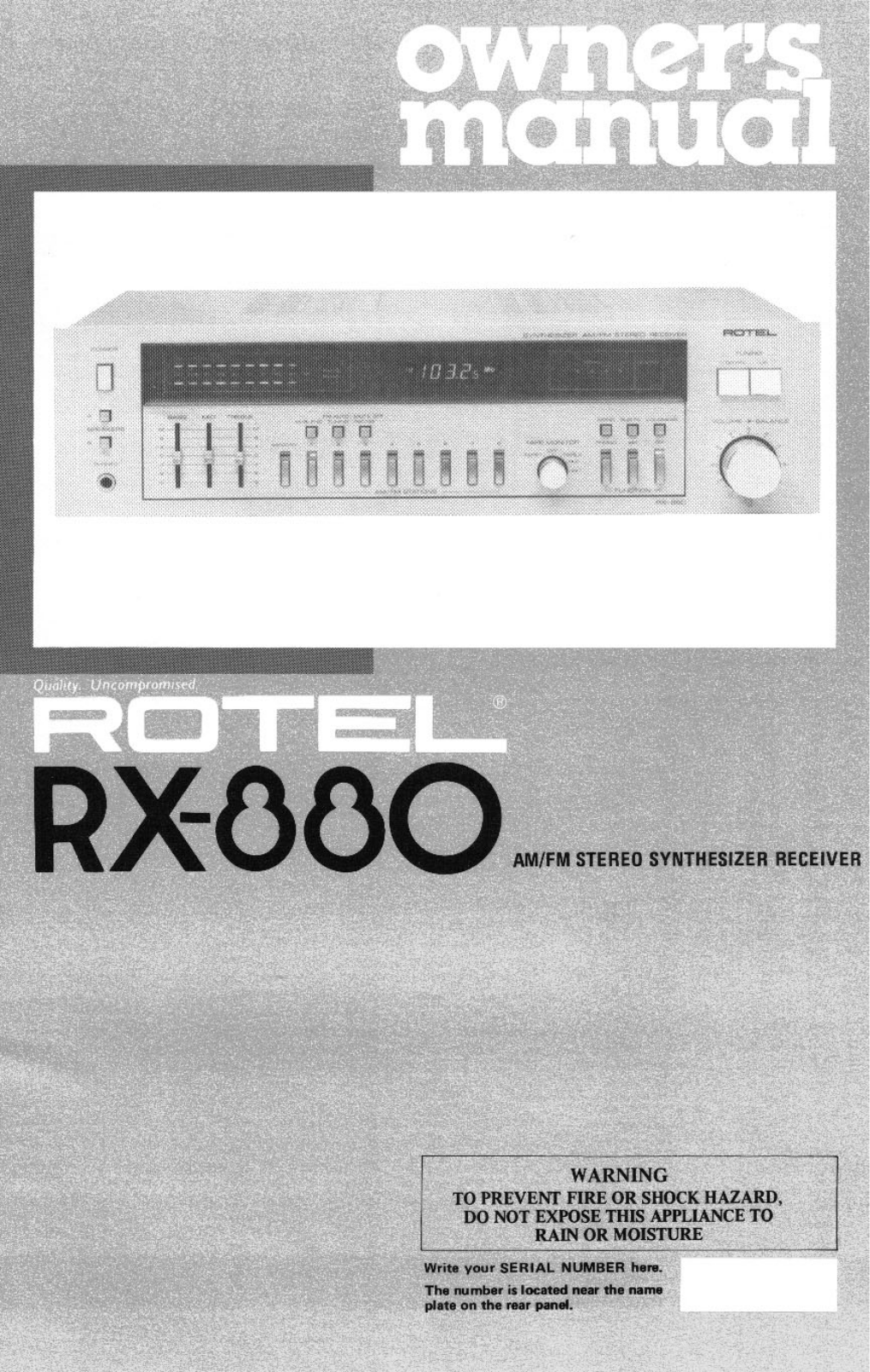 Rotel RX-880 User Manual