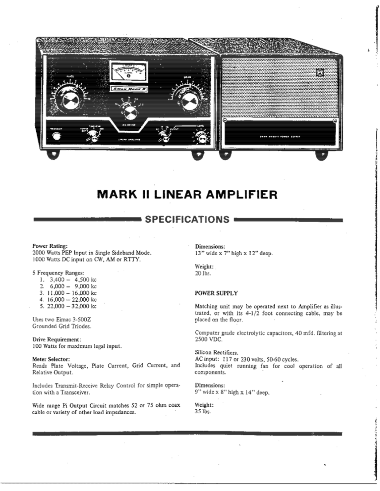 Swan 600 accessories (PAGE 7)