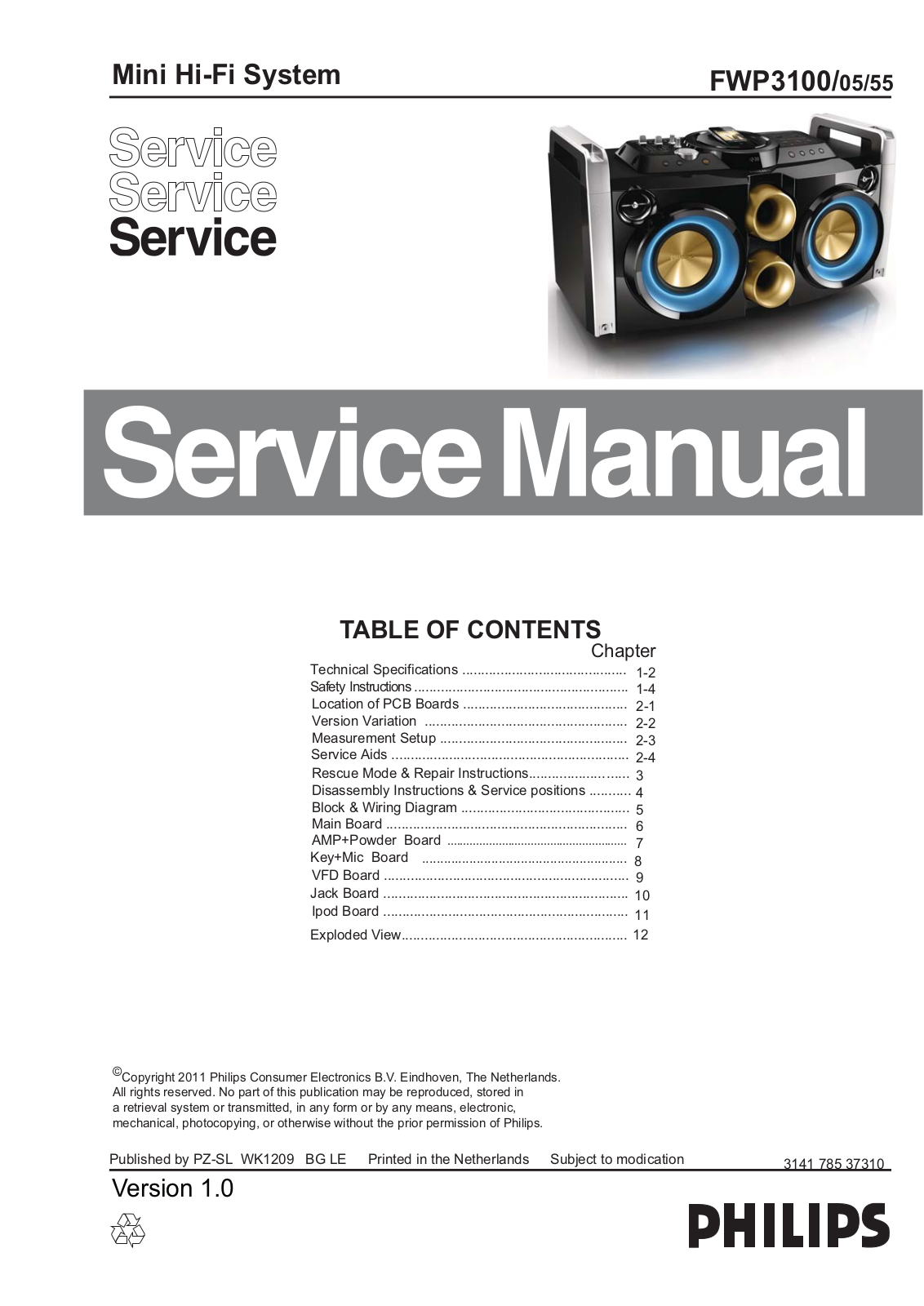 Philips FWP-3100 Service Manual