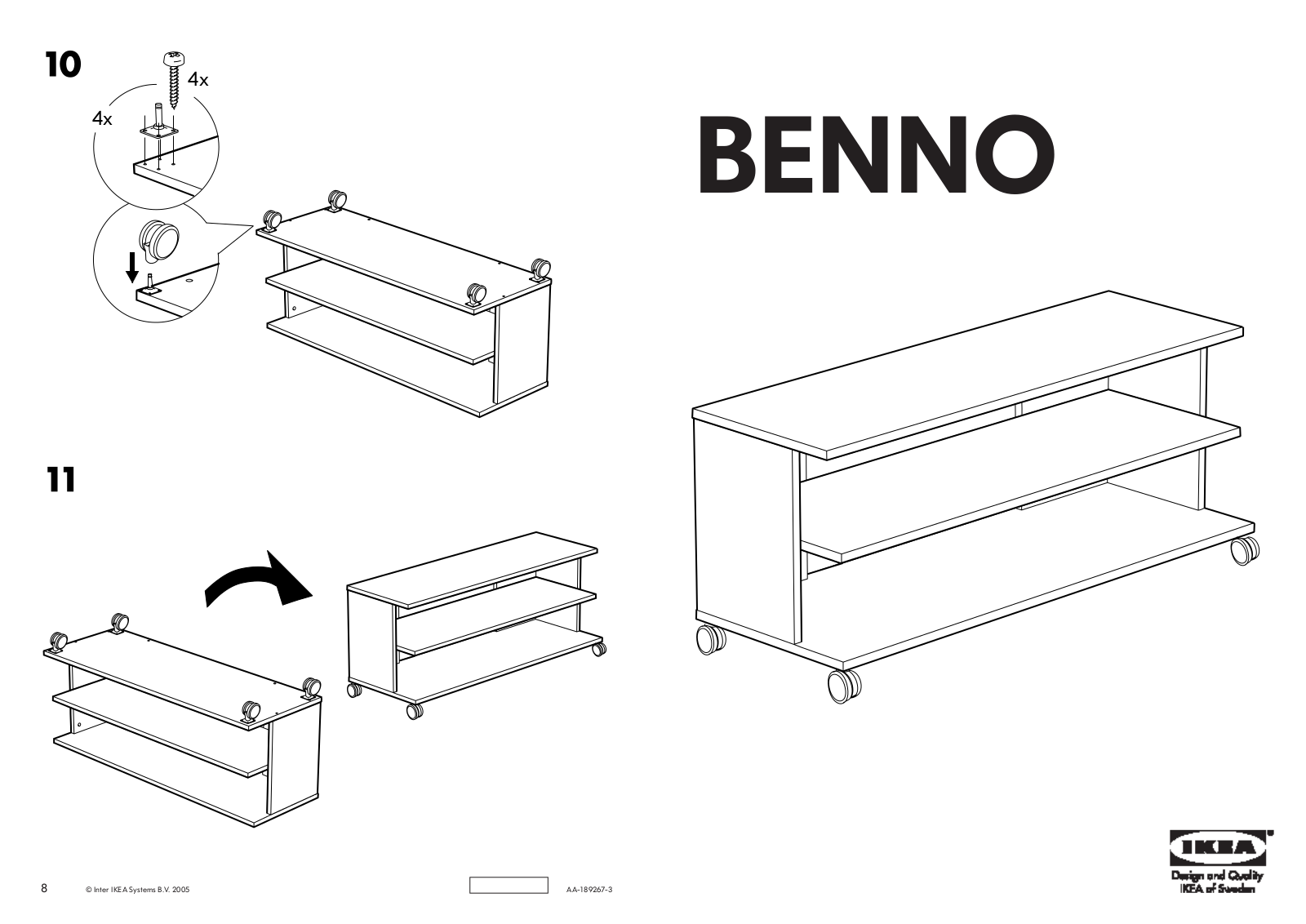IKEA BENNO TV UNIT/CASTERS 47X17