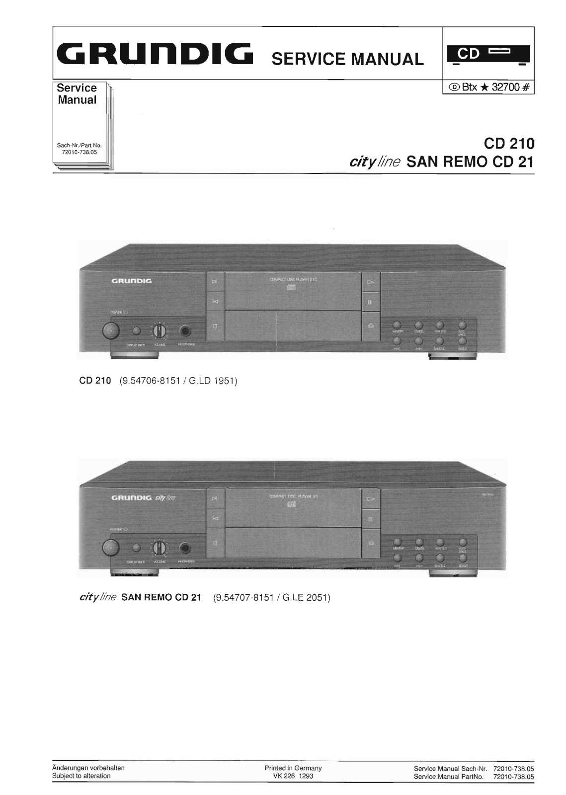 Grundig CD-210 Service Manual