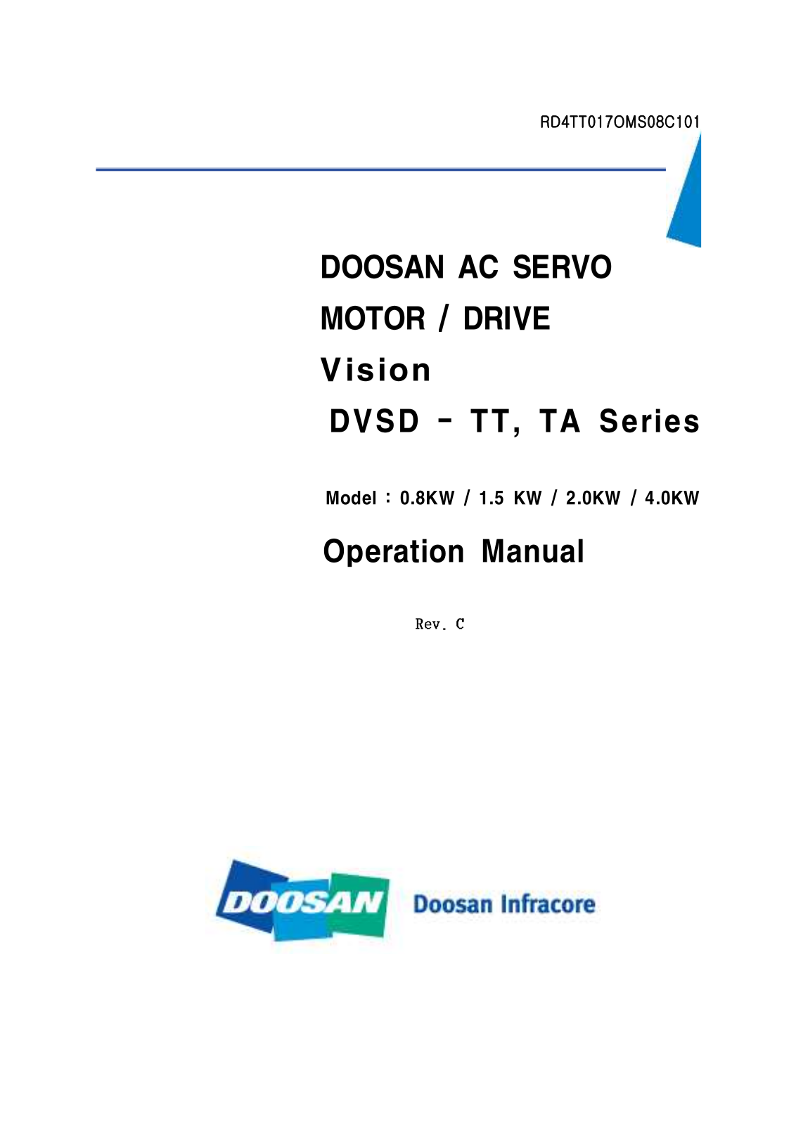 Doosan Vision DVSD-TA Series, Vision DVSD-TT Series Operation Manual