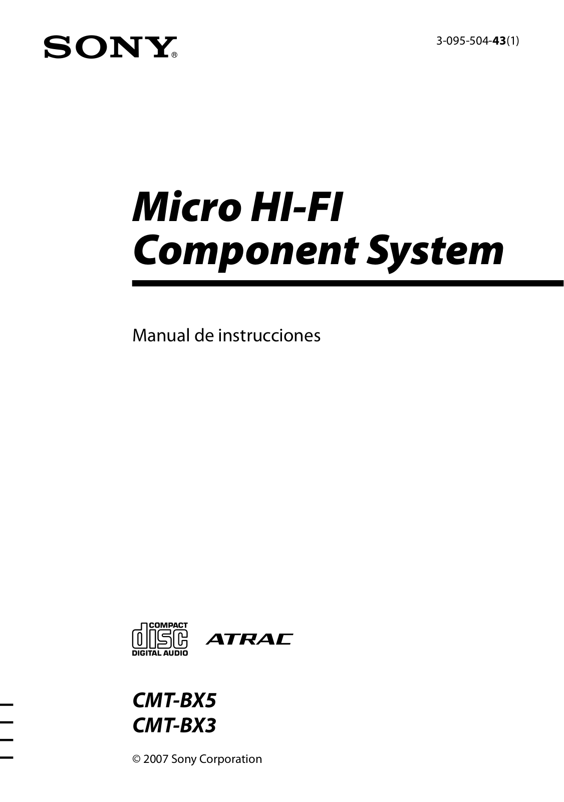 Sony CMT-BX5, CMT-BX3 User Manual