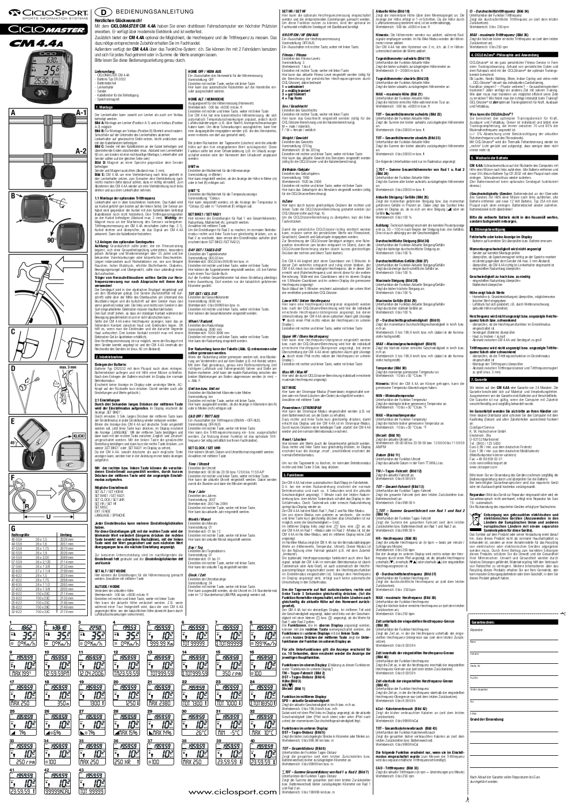CicloSport CM 4.4A User Manual
