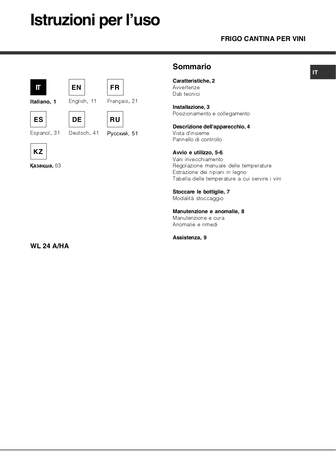 HOTPOINT/ARISTON WL 24 A/HA User Manual