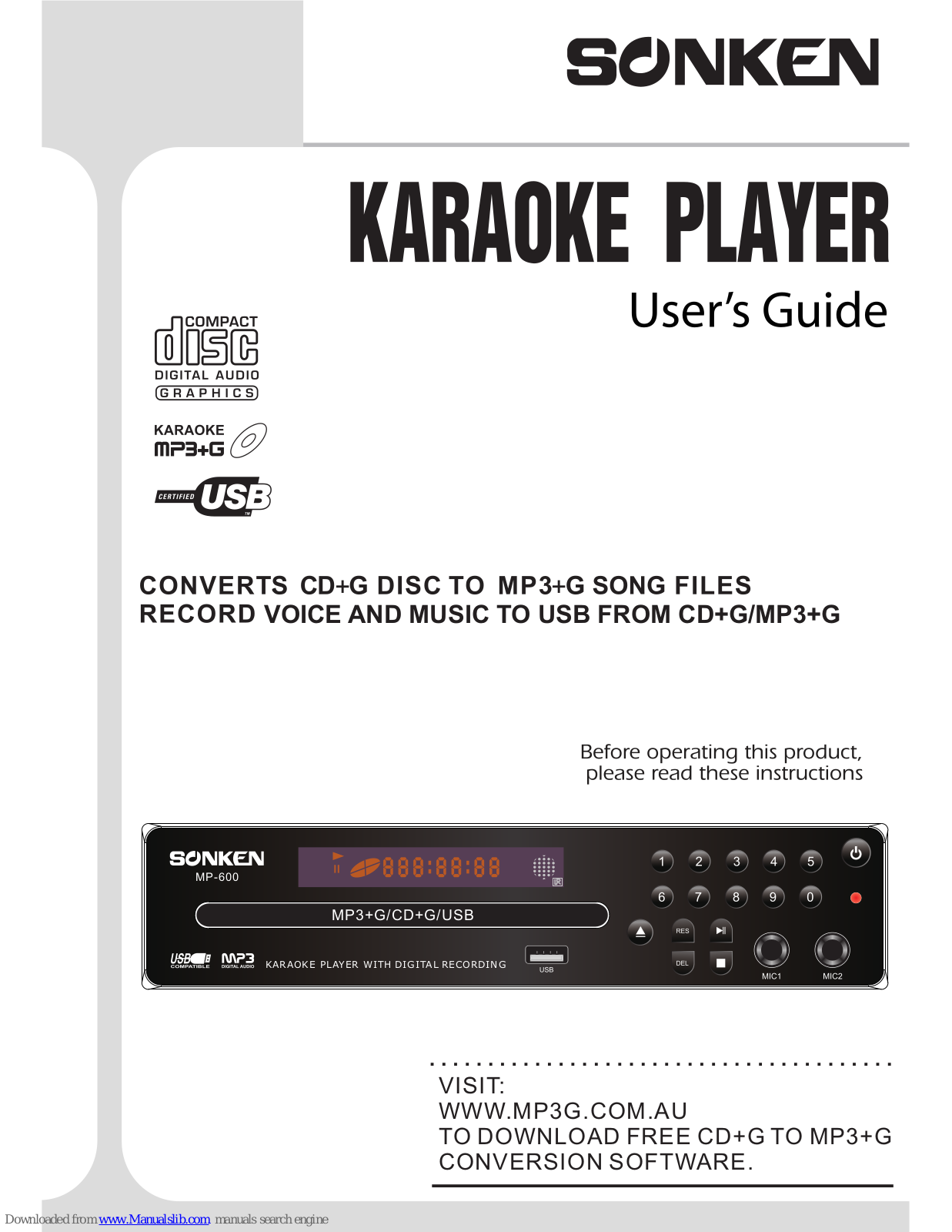 Sonken MP-600 User Manual - ManualMachine.com