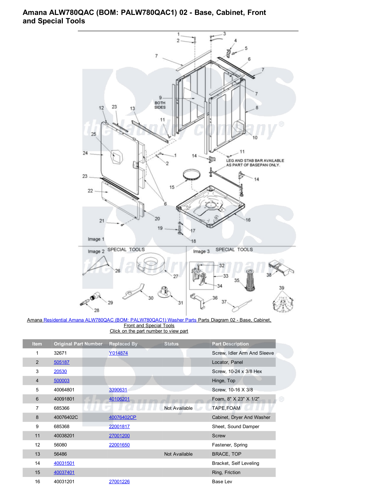 Amana ALW780QAC Parts Diagram