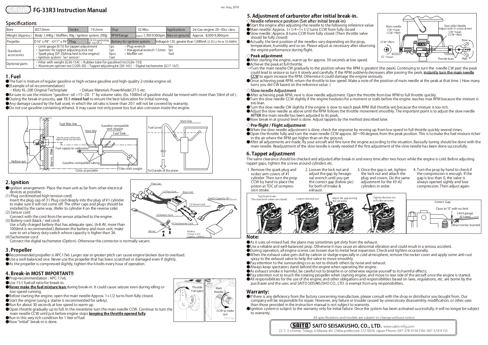 Saito FG-33R3 User Manual