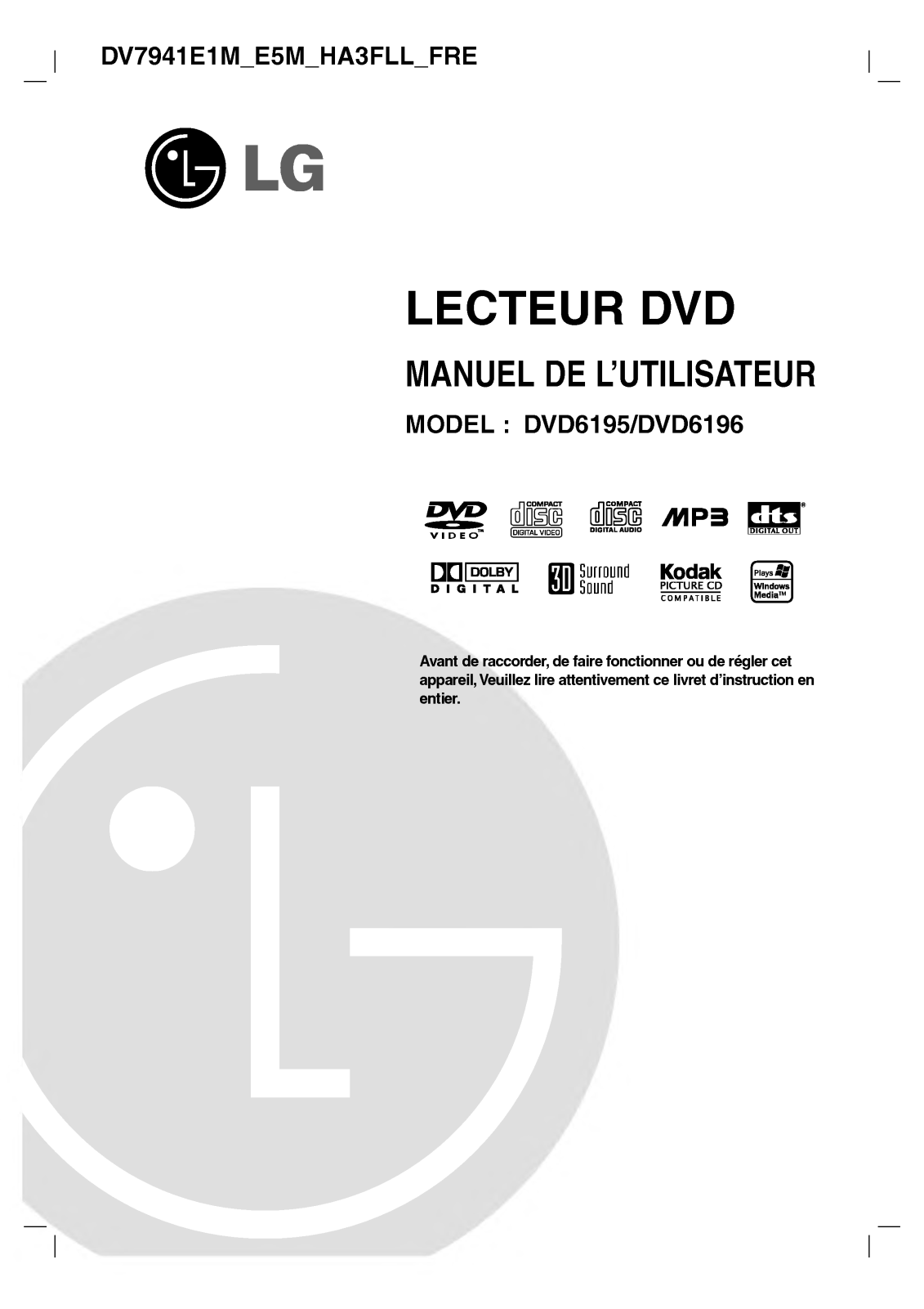 LG DVD6196, DVD6195 User Manual